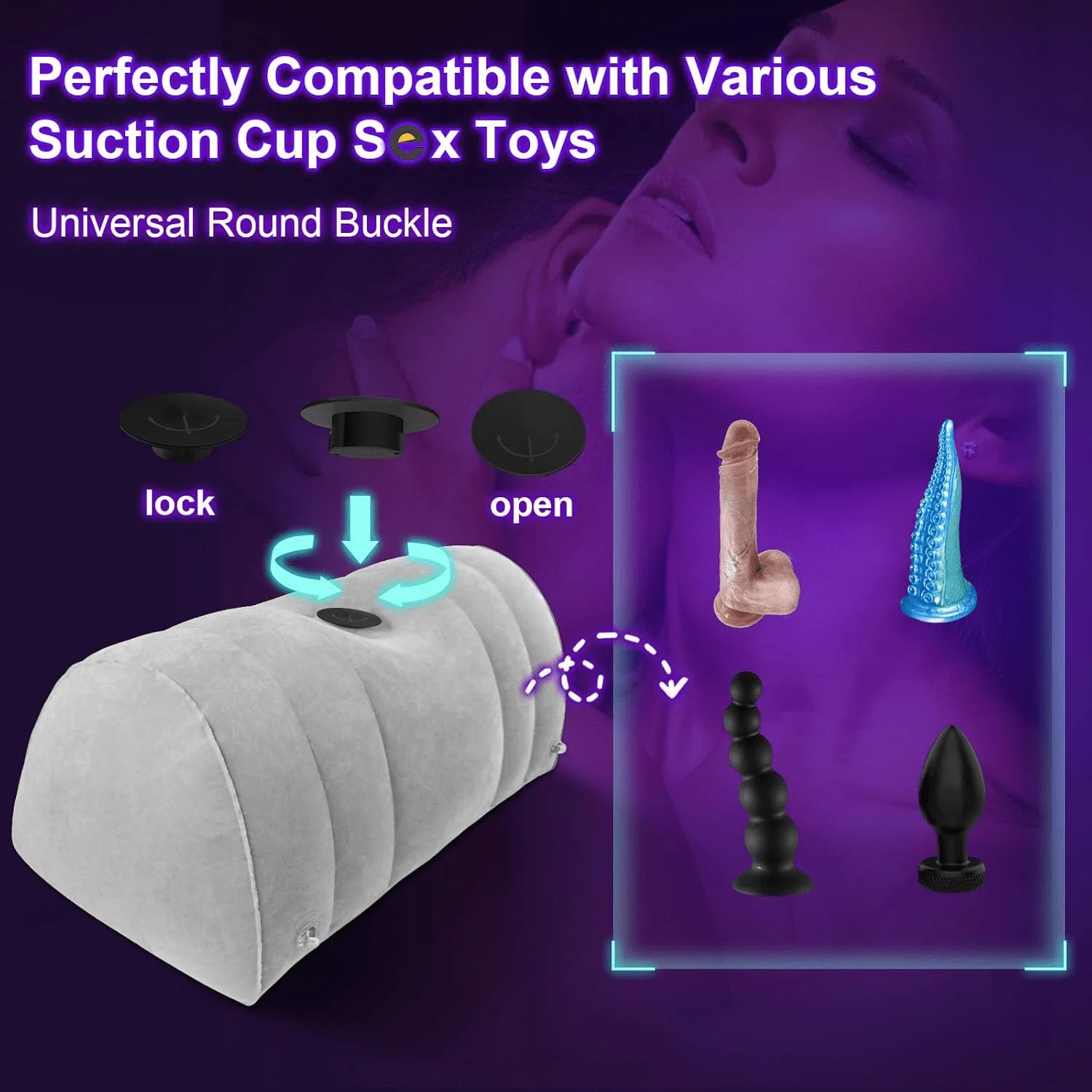 DominaLift Inflatable BDSM Pillow with Dildo Mount & Cuffs - Image 3
