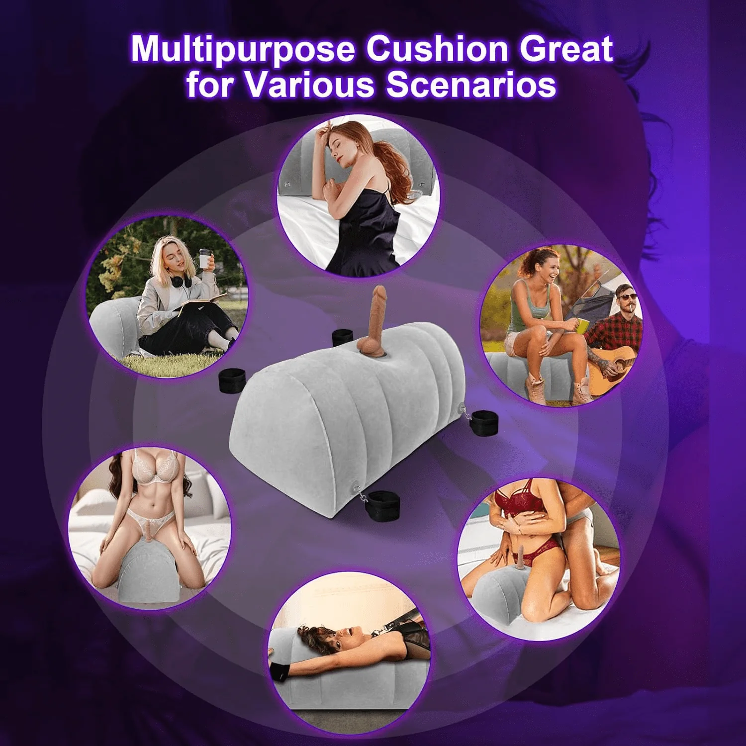 DominaLift Inflatable BDSM Pillow with Dildo Mount & Cuffs - Image 6