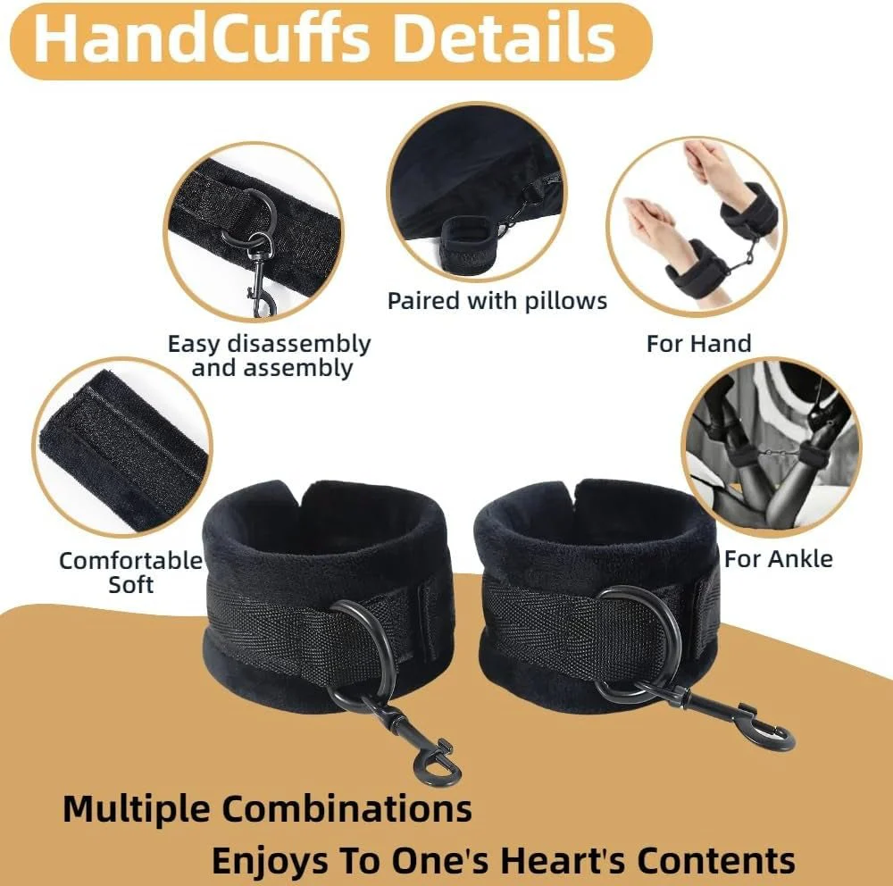 NoirBond Black Foam Positioning Wedge Pillow with Handcuffs - Image 6