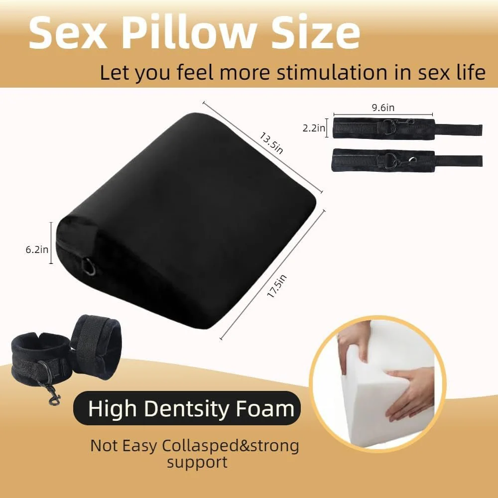 NoirBond Black Foam Positioning Wedge Pillow with Handcuffs - Image 9