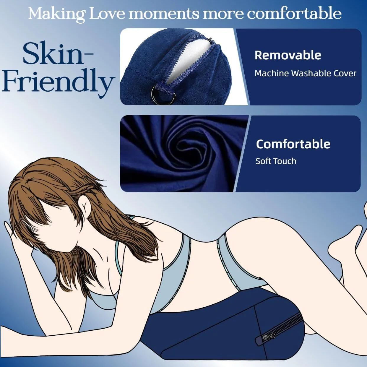 AzureBond Blue Foam Positioning Wedge Pillow with Handcuffs - Image 4