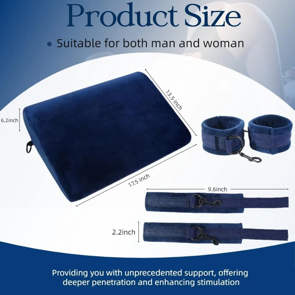 AzureBond Blue Foam Positioning Wedge Pillow with Handcuffs - Image 8