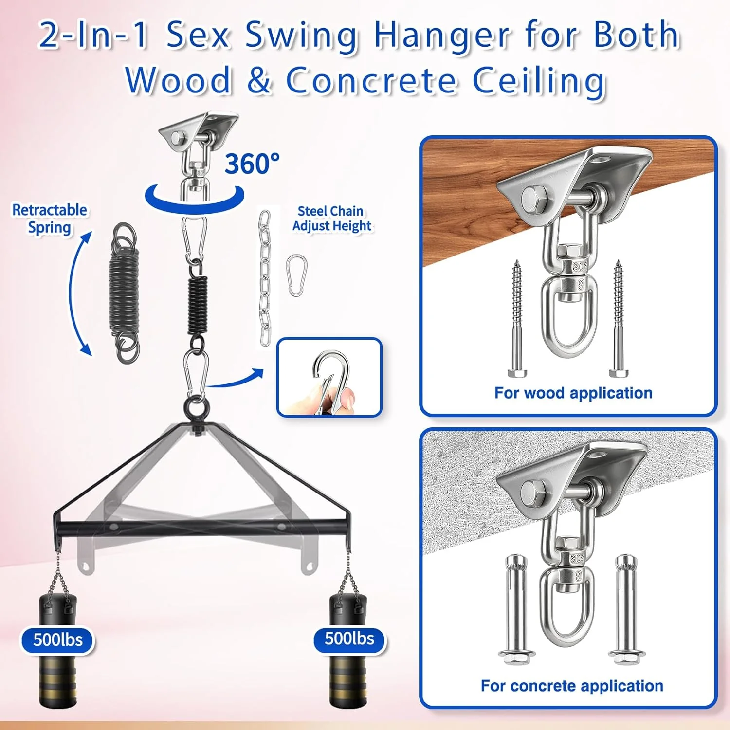 OrbitLux 360° Adjustable Ceiling Sex Swing - Image 3