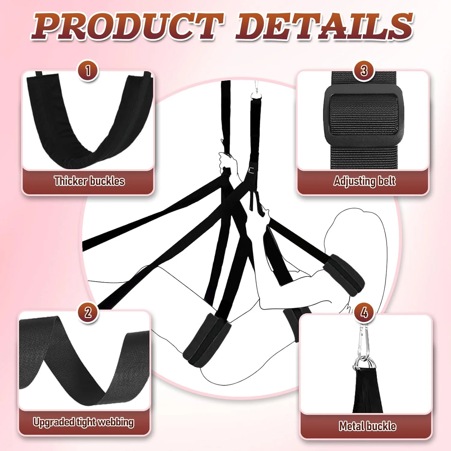 PowerGlide Bondage Sex Swing 500lb Adjustable - Image 3