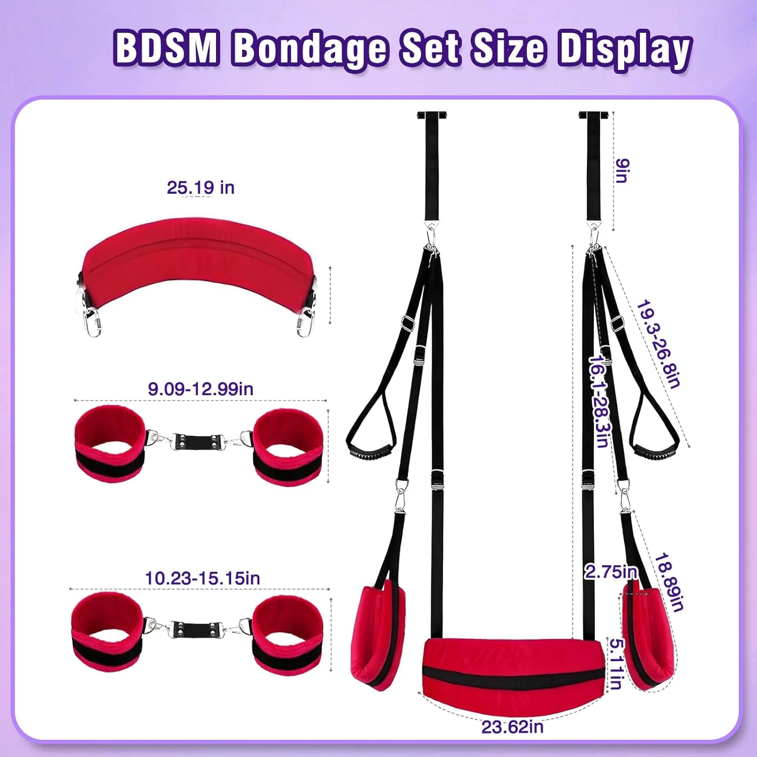 BondaraX BDSM Door Sex Swing Restraint Kit 300lb - Image 5