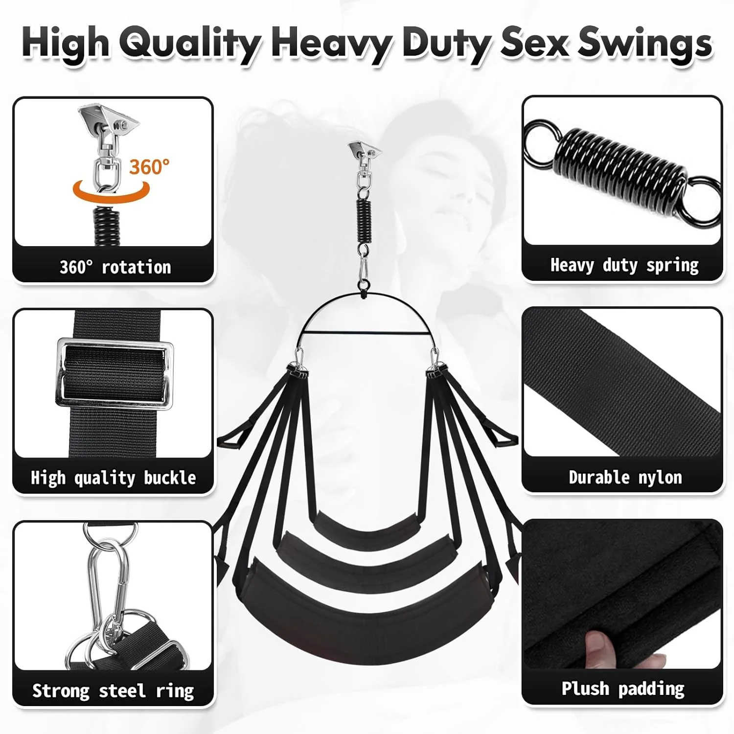 ShadowOrbit Black 360° Sex Swing Door & Ceiling - Image 3