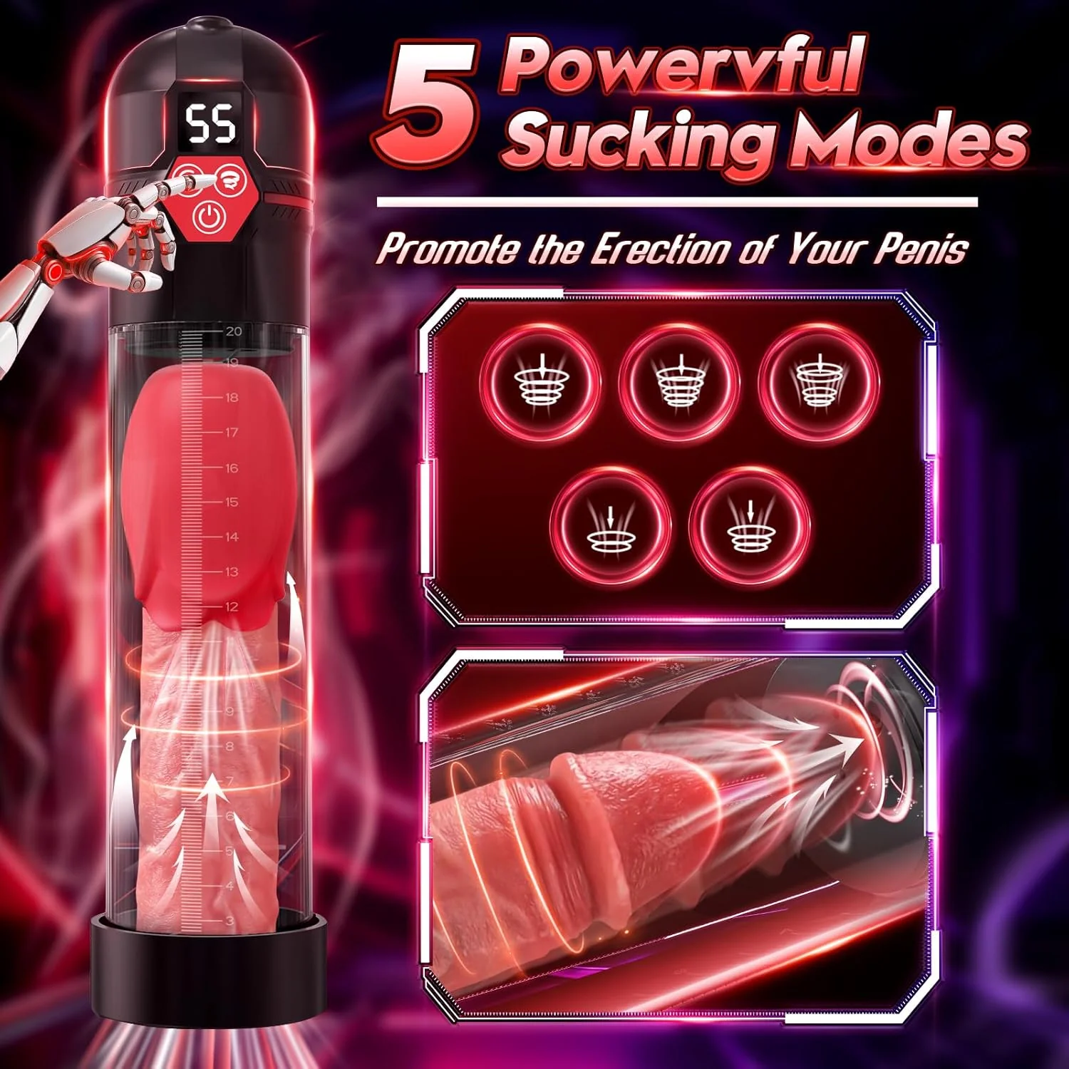 VibeFlux Penis Pump 5 Suction 7 Vibration Modes - Image 3