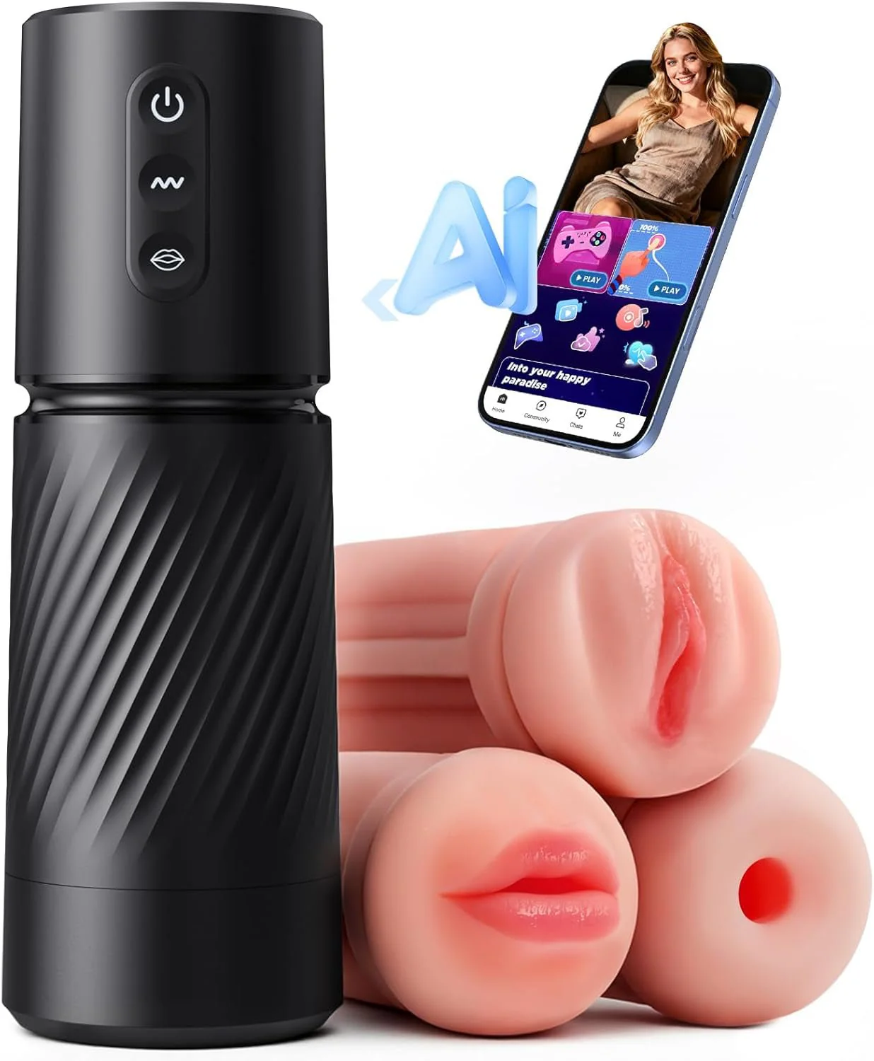 NeuroSync AI Sync Pocket Pussy 3 Sleeves Dual Motor Stroker