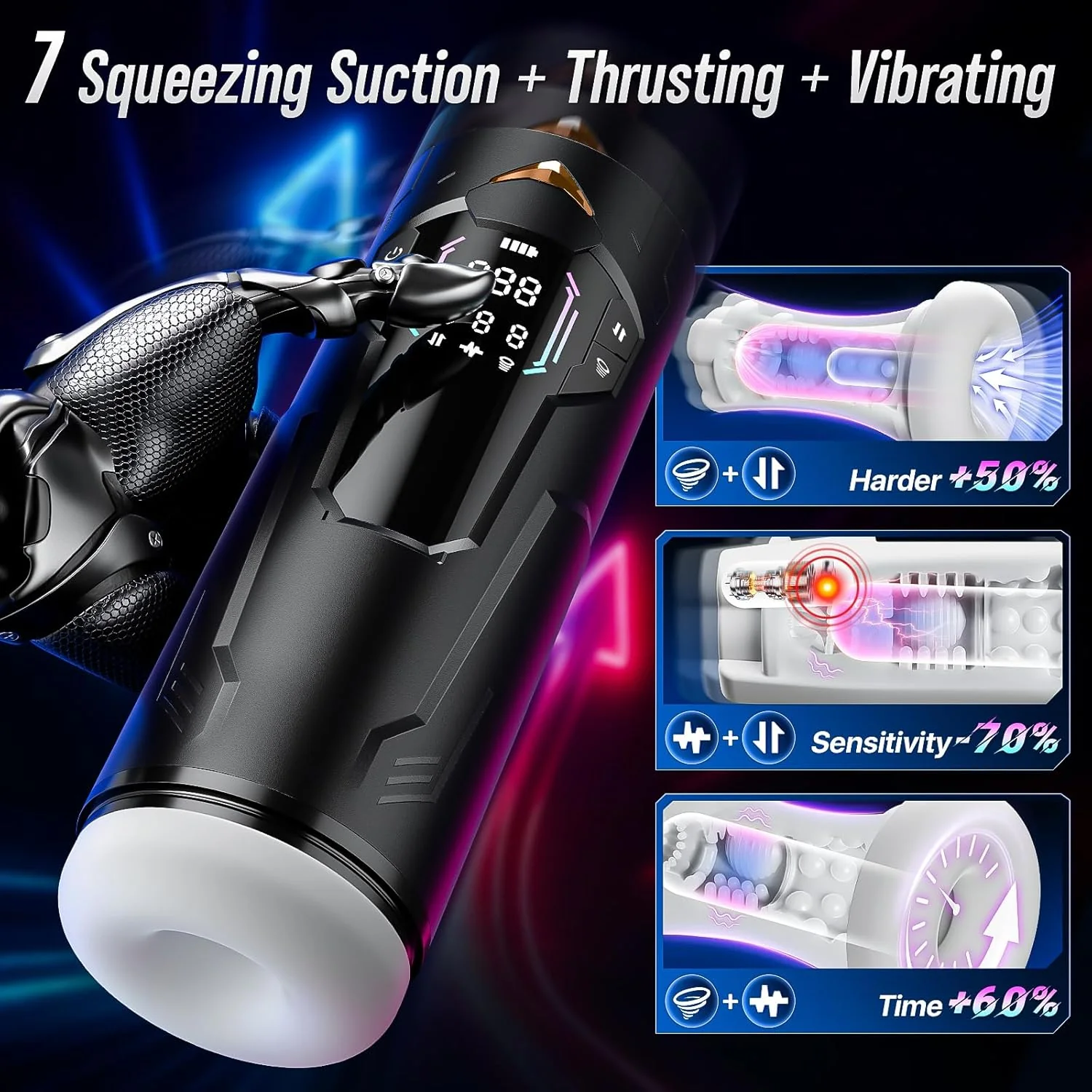 MaxionX AI Male Masturbator Thrust Suction LCD App - Image 2
