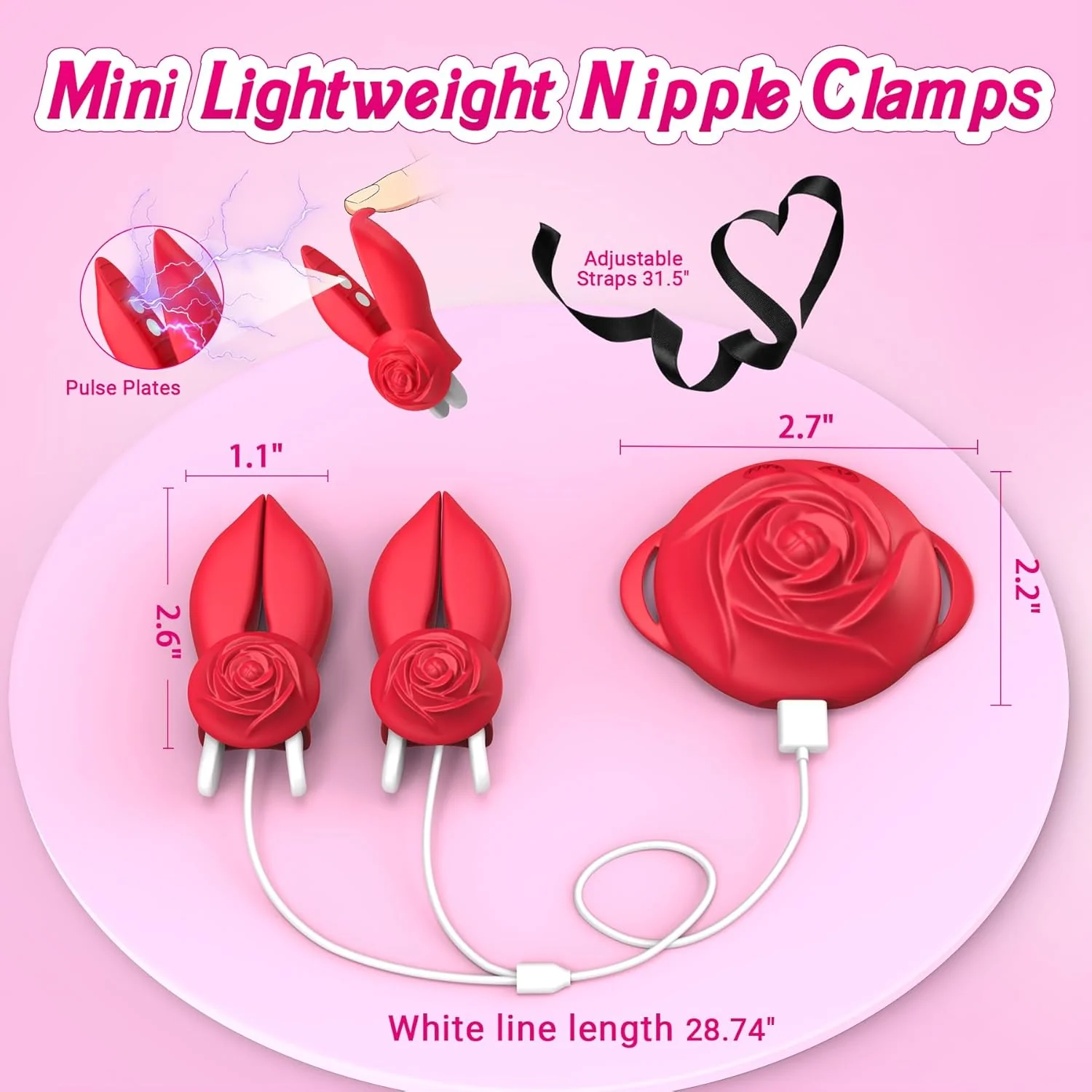 RoseShock Vibrating Nipple Clamps with Shock & 10 Modes - Image 7
