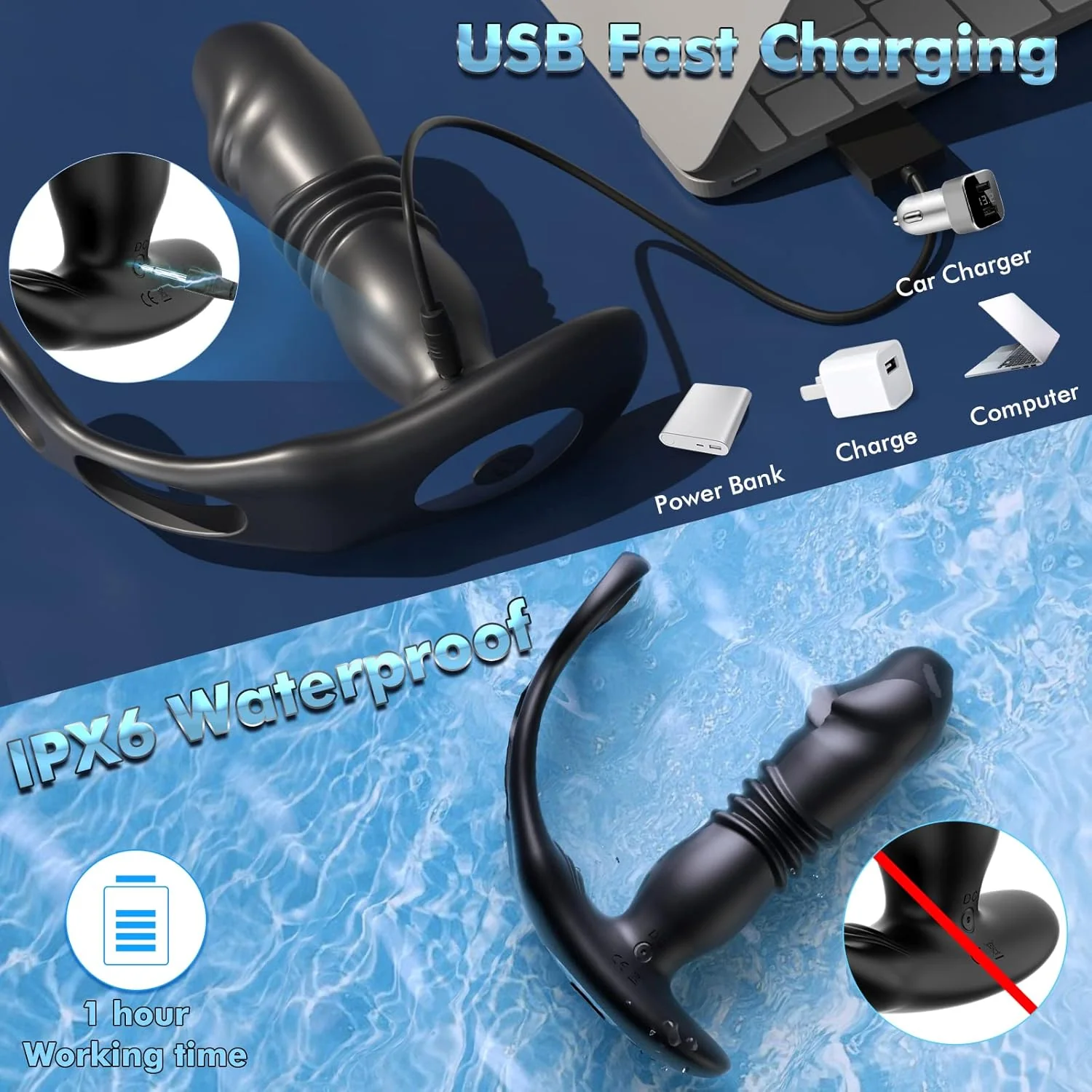 EnduroThrust App Control Thrusting Prostate Massager Cock Ring - Image 6