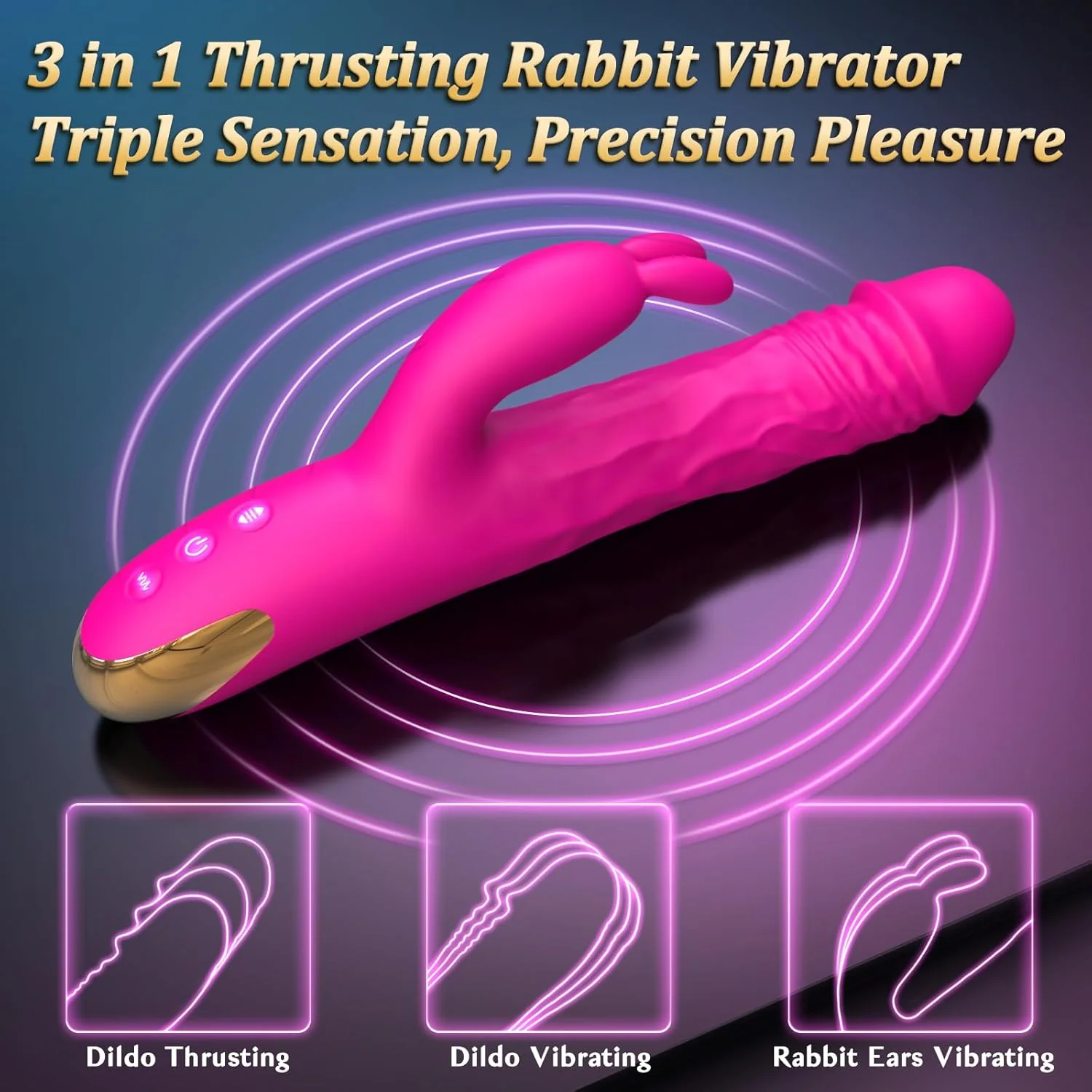 BlushCore Thrusting Rabbit Vibrator 5 Thrust 10 Modes Waterproof - Image 2