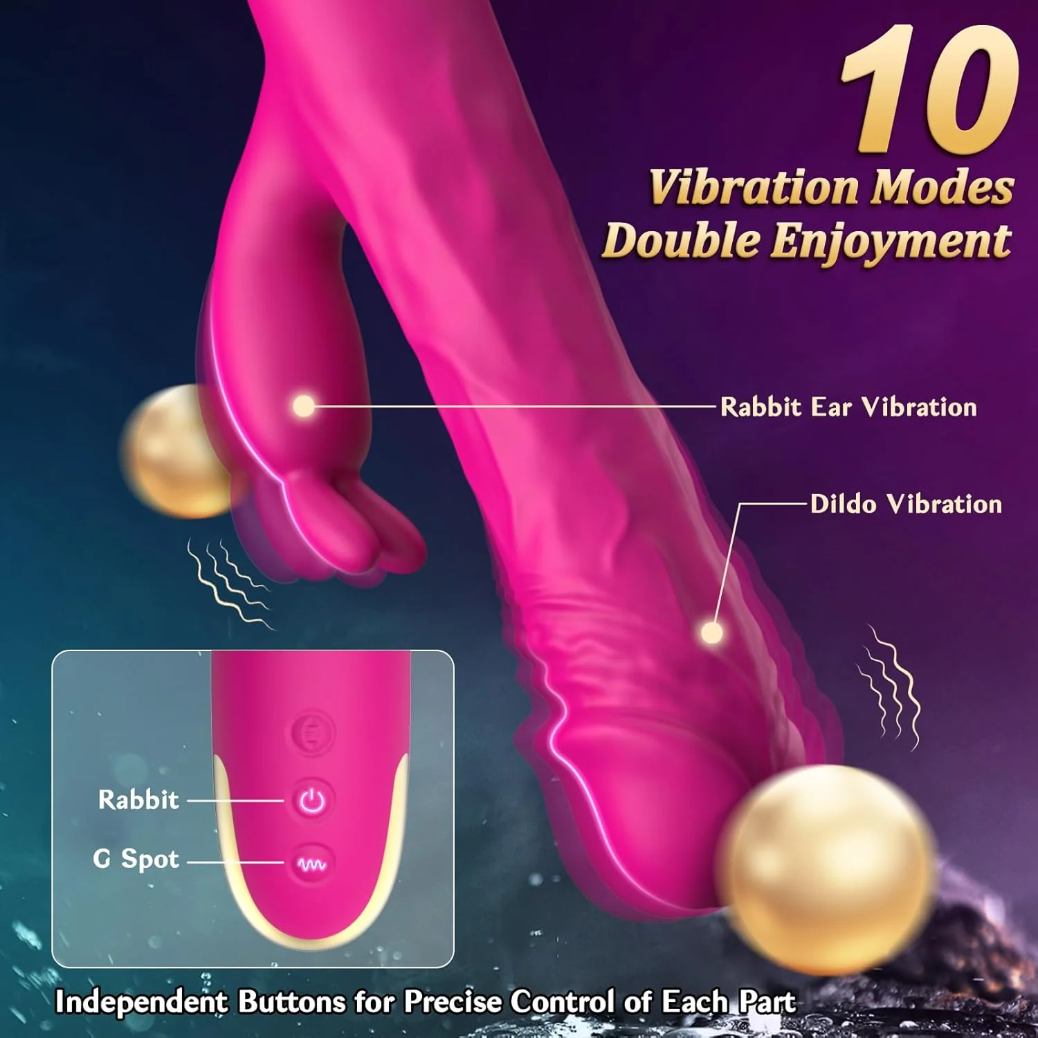BlushCore Thrusting Rabbit Vibrator 5 Thrust 10 Modes Waterproof - Image 4