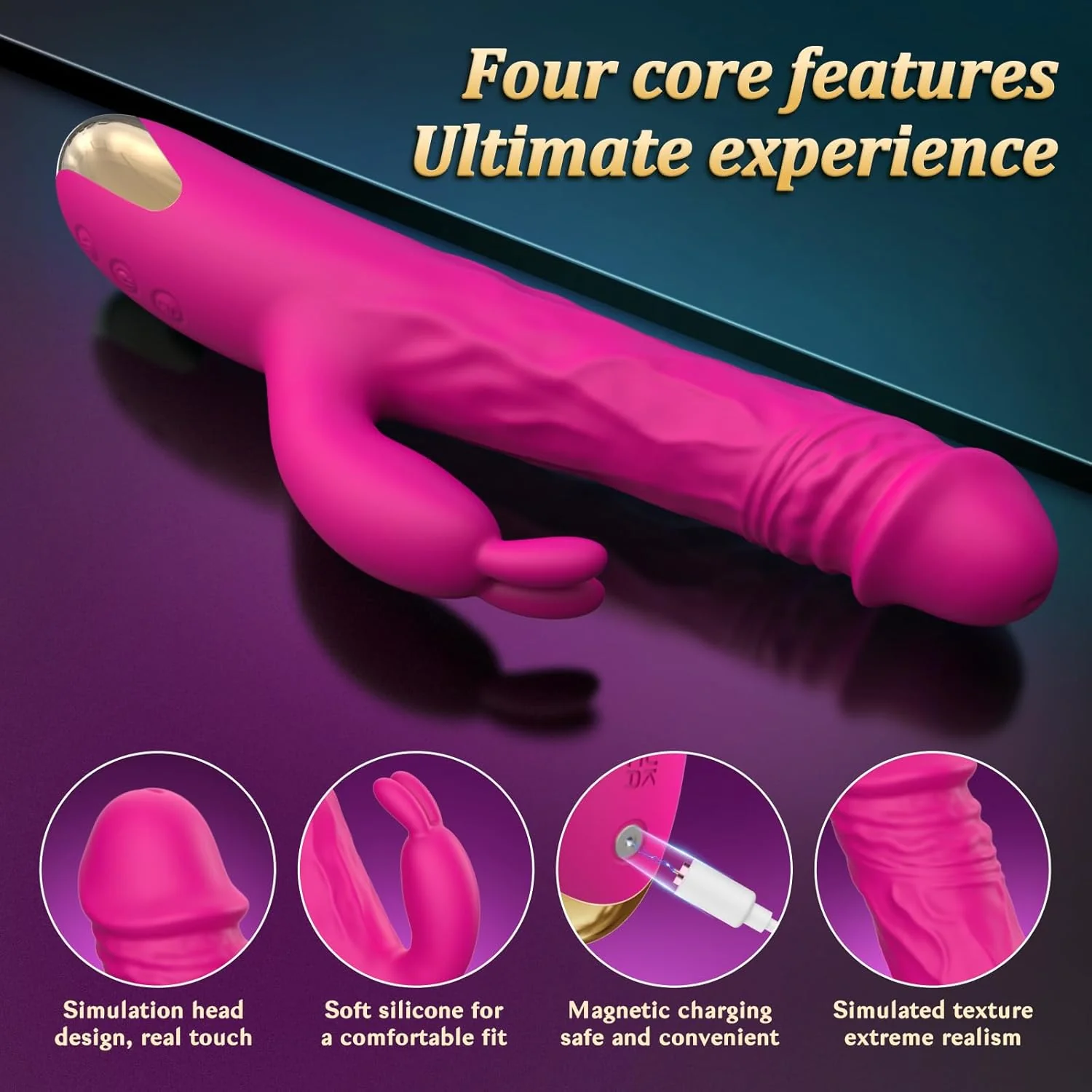 BlushCore Thrusting Rabbit Vibrator 5 Thrust 10 Modes Waterproof - Image 5