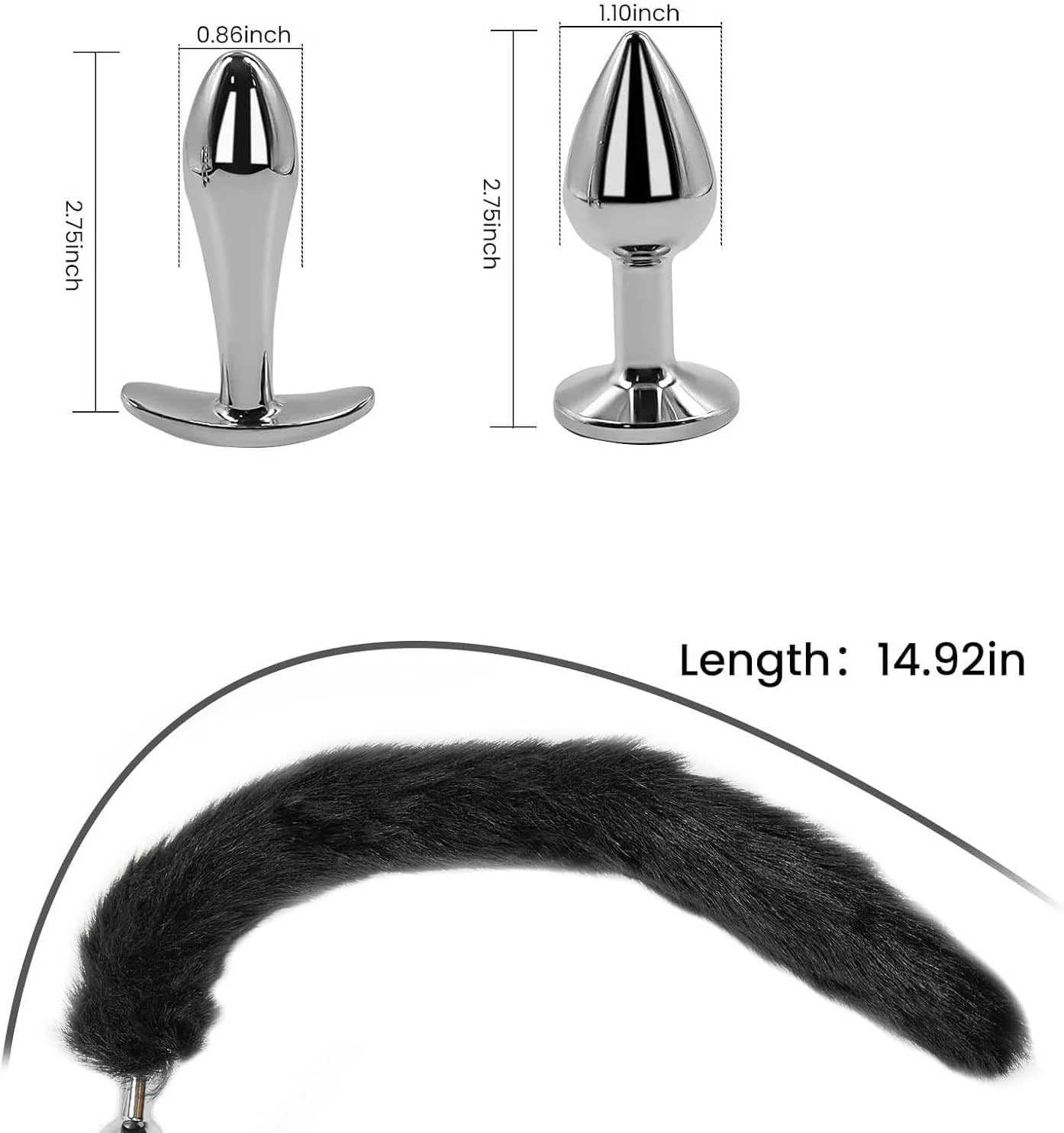 VixenForge Fox Tail Anal Plug Kit 2 Steel Plugs Trainer - Image 2