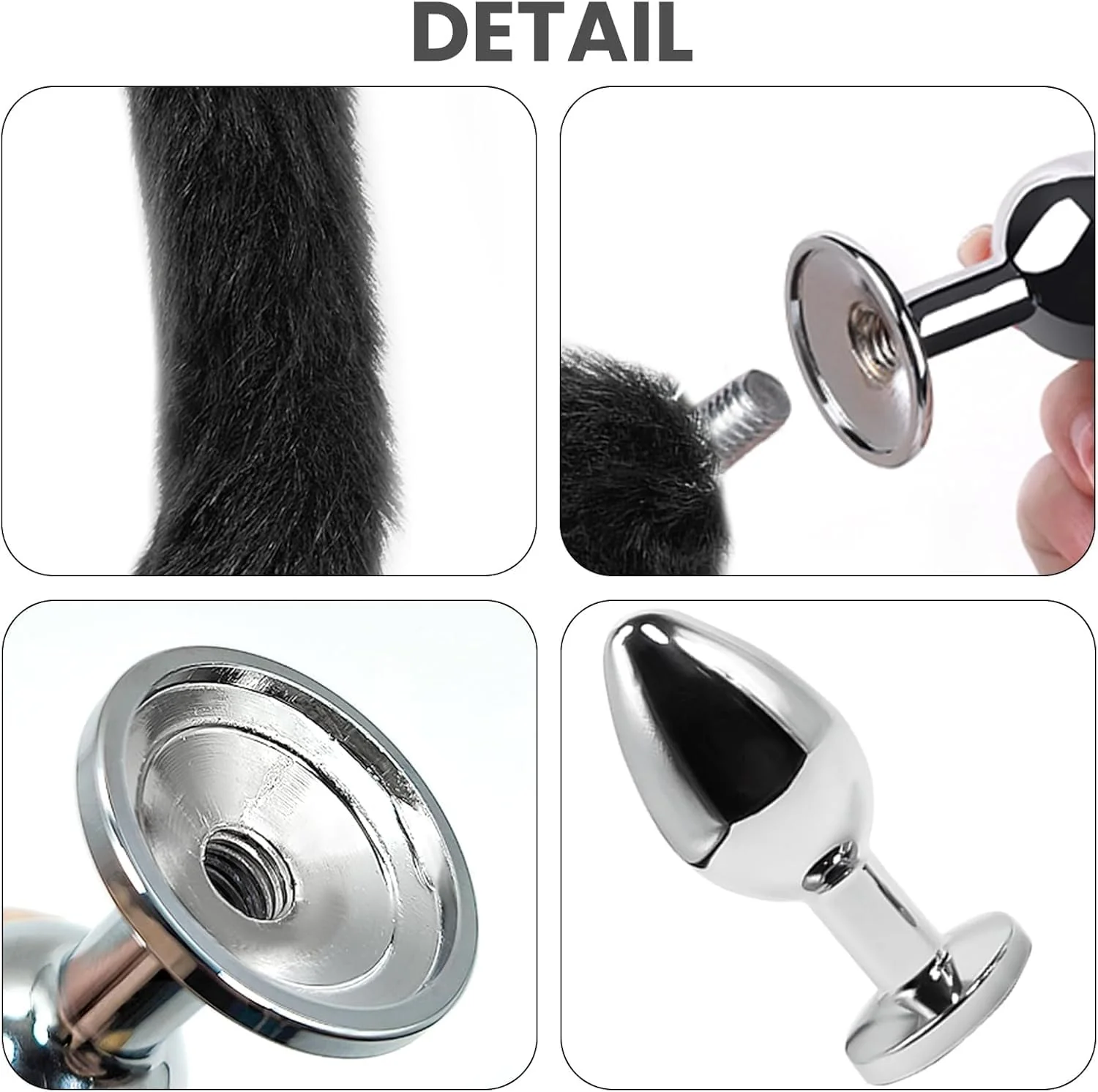 VixenForge Fox Tail Anal Plug Kit 2 Steel Plugs Trainer - Image 3