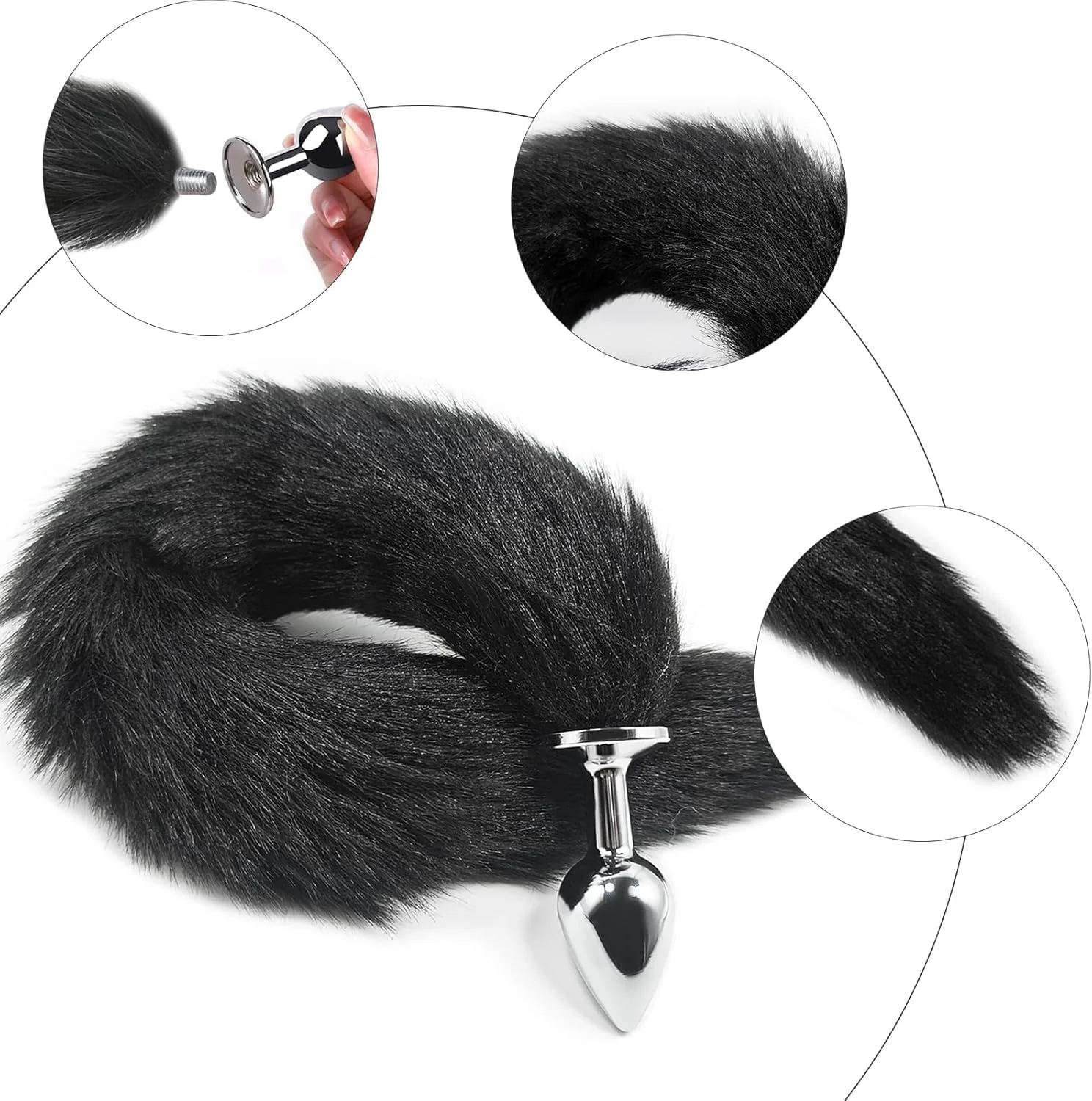 VixenForge Fox Tail Anal Plug Kit 2 Steel Plugs Trainer - Image 4