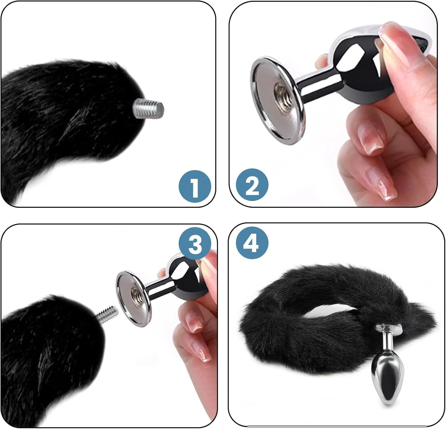 VixenForge Fox Tail Anal Plug Kit 2 Steel Plugs Trainer - Image 5