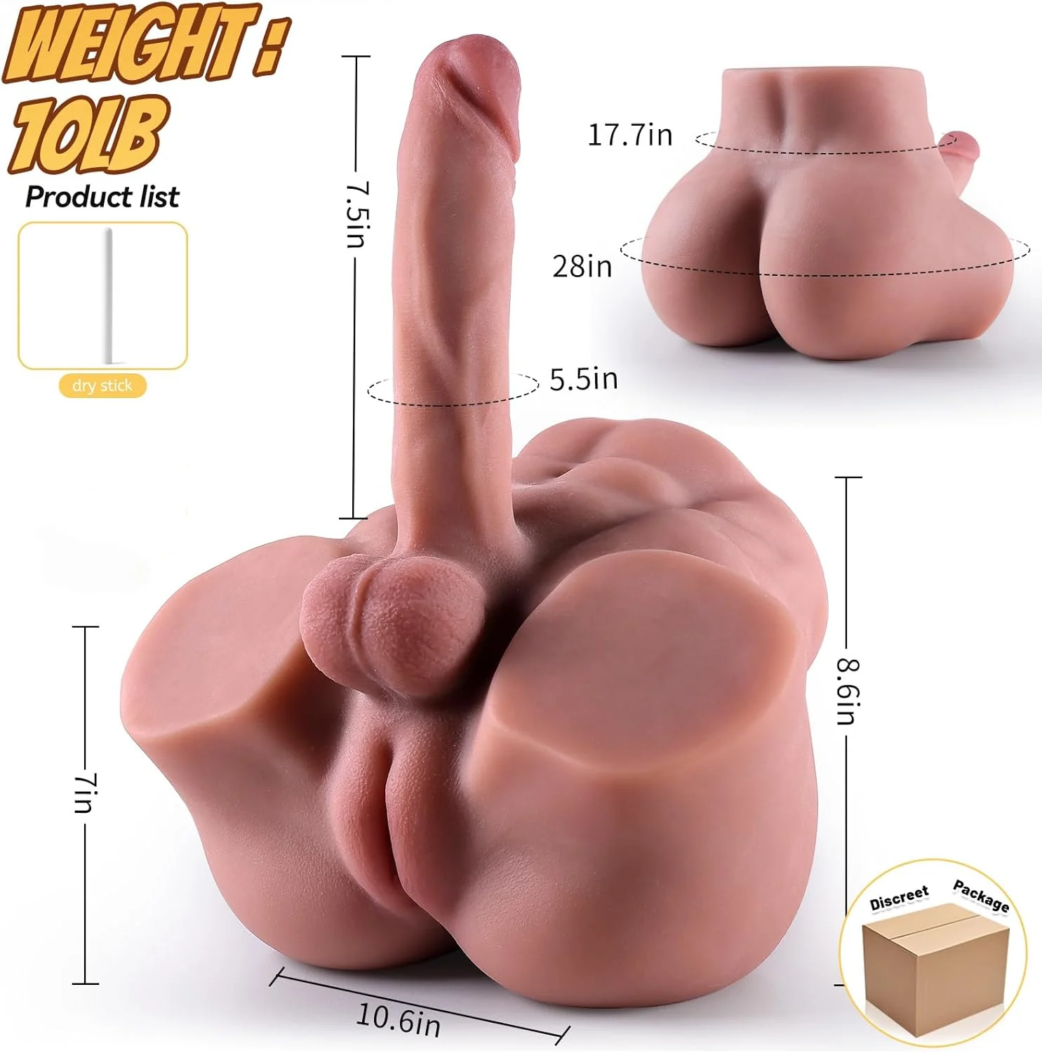 VelvetAxis 3-in-1 Trans Sex Doll 8” Flexible Dildo - Image 2