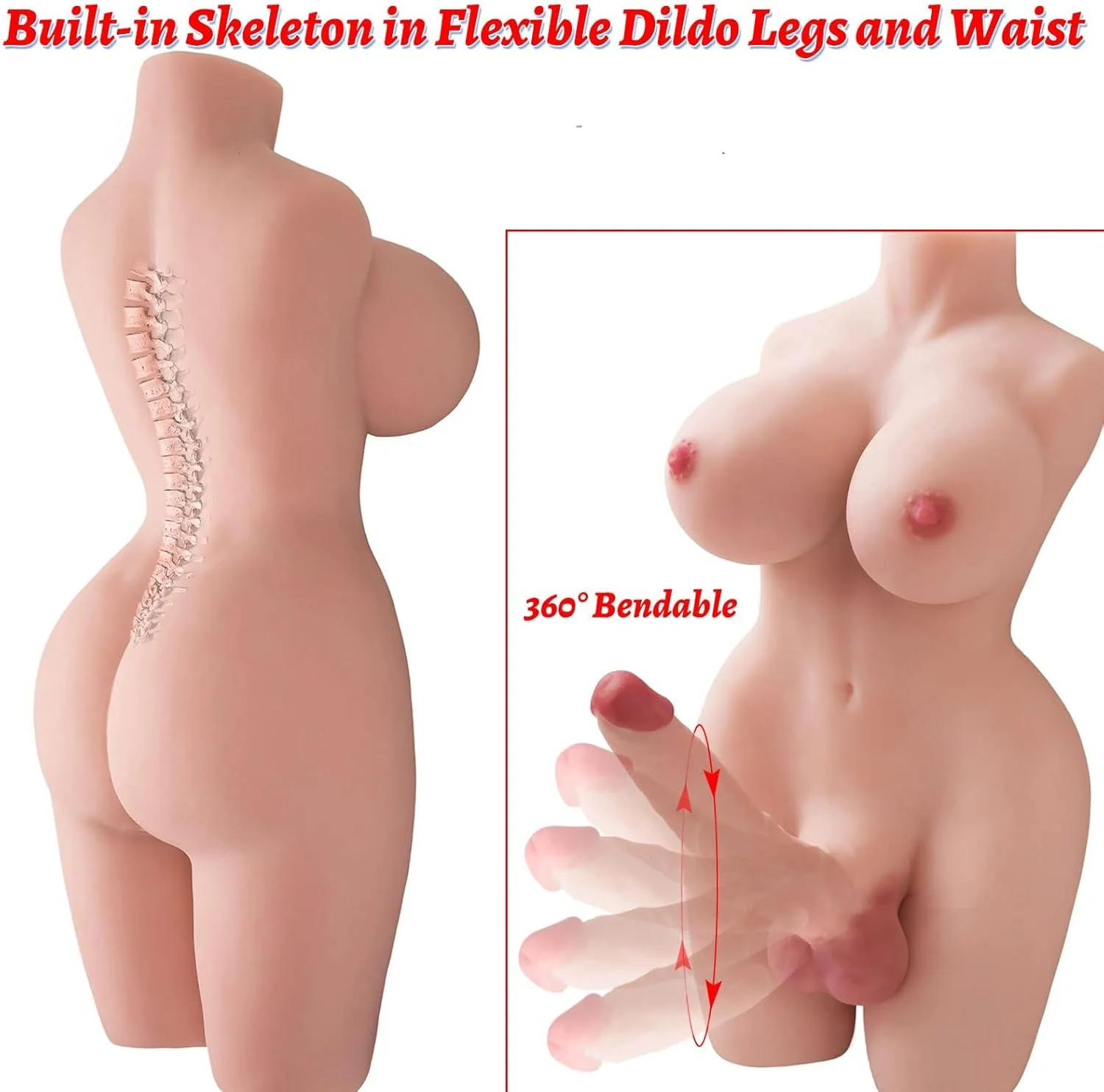 NovaCurve 3-in-1 Transgender Sex Doll Torso Huge Dildo - Image 6