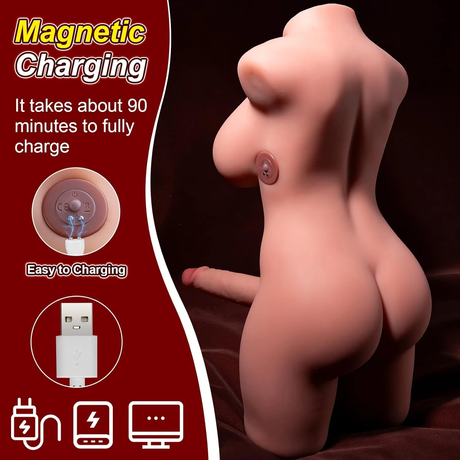 ThryveXI Thrusting Transgender Sex Doll Torso 7.1in Dildo 21.5lb - Image 2