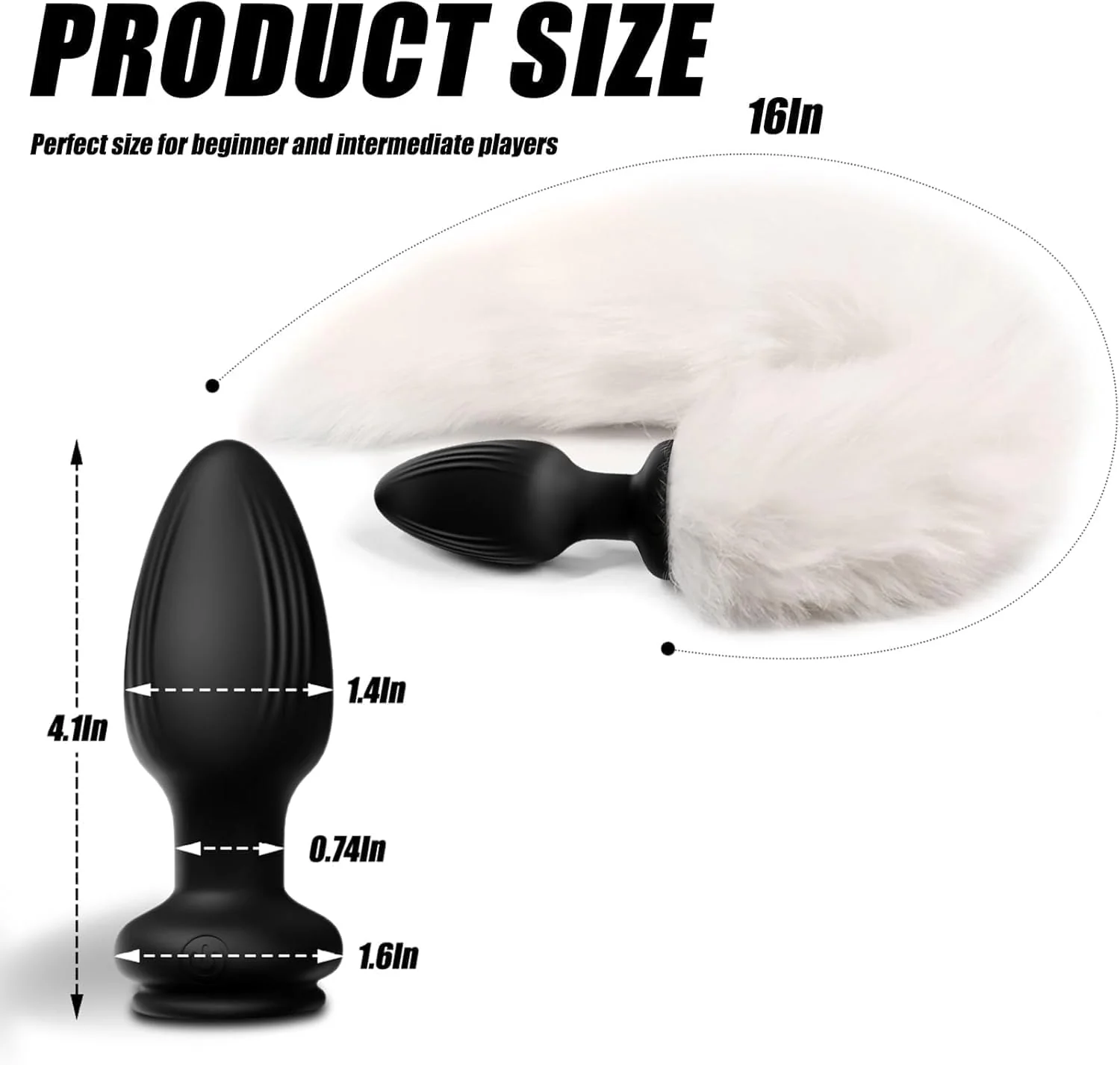 NightPulse Black Fox Tail Remote Vibrating Anal Plug - Image 2