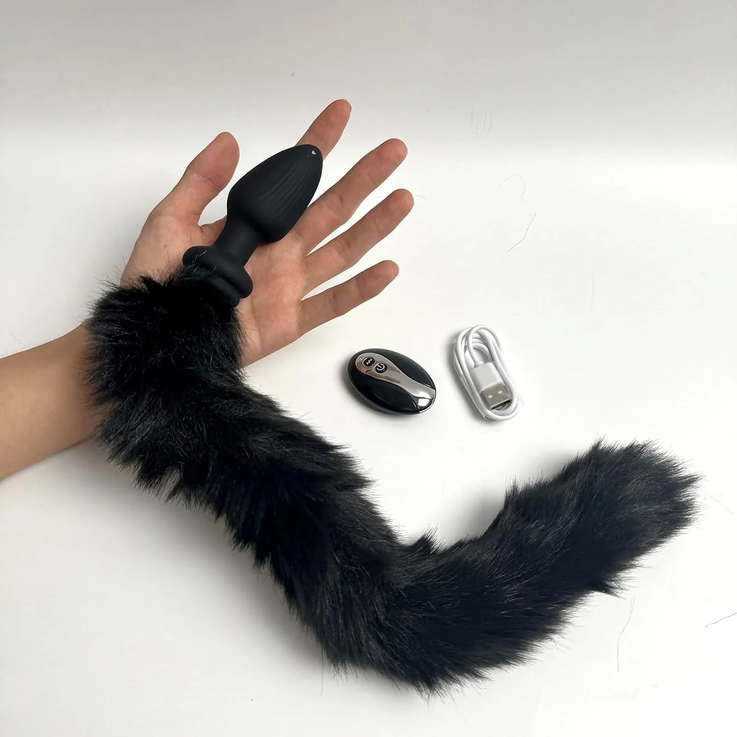 NightPulse Black Fox Tail Remote Vibrating Anal Plug - Image 3