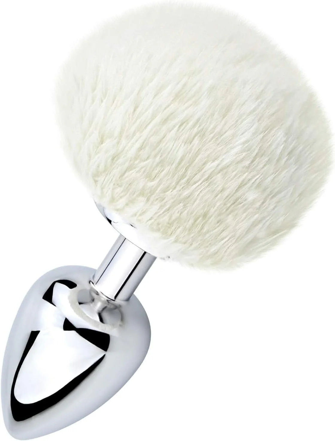 SnowBunny Small Bunny Tail Steel Butt Plug White - Image 4