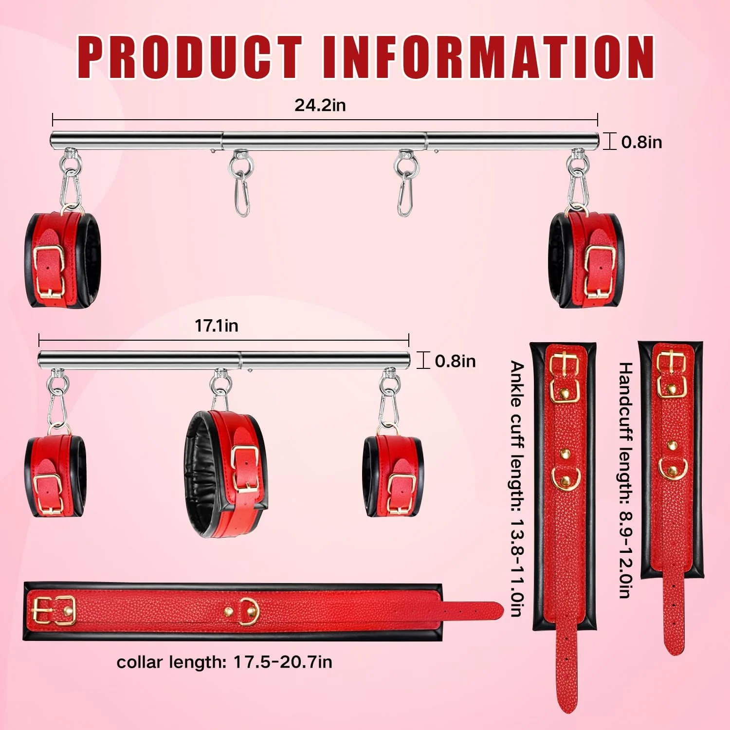 SM Bondage Restraint Set – Adjustable Spreader Bars - Image 3