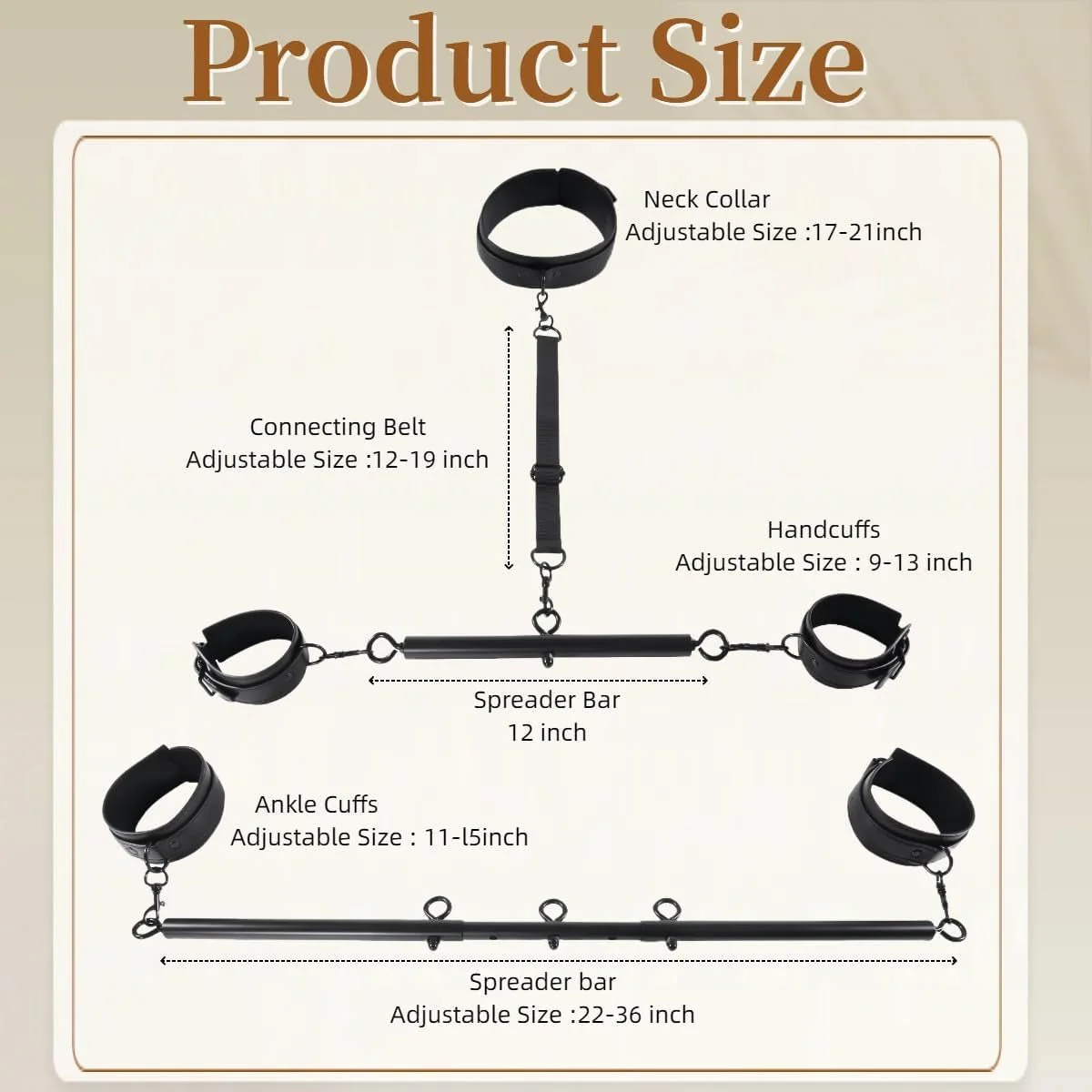 SteelLeather PU Leather Spreader Bar BDSM Kit - Image 6
