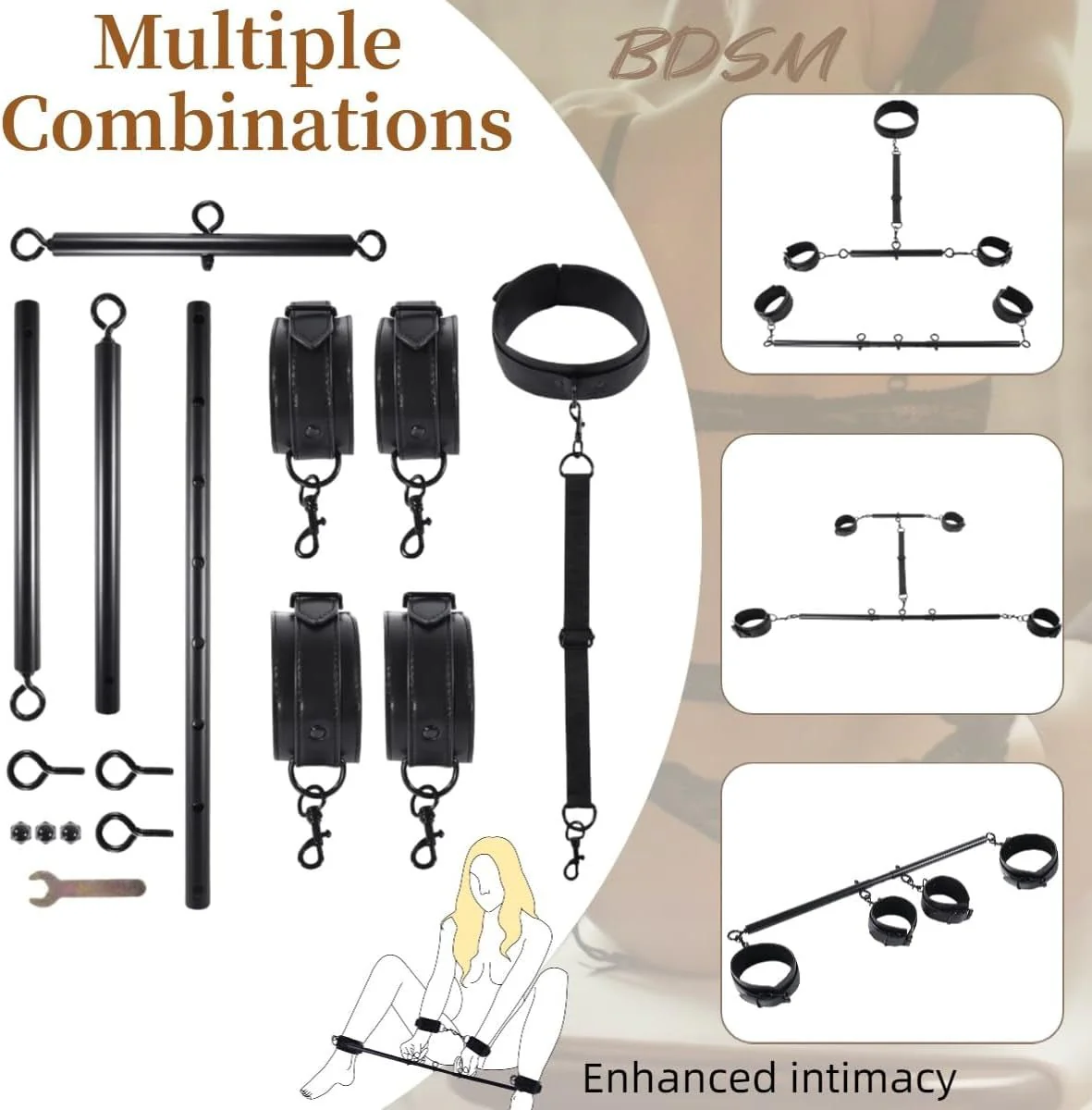 SteelLeather PU Leather Spreader Bar BDSM Kit - Image 7