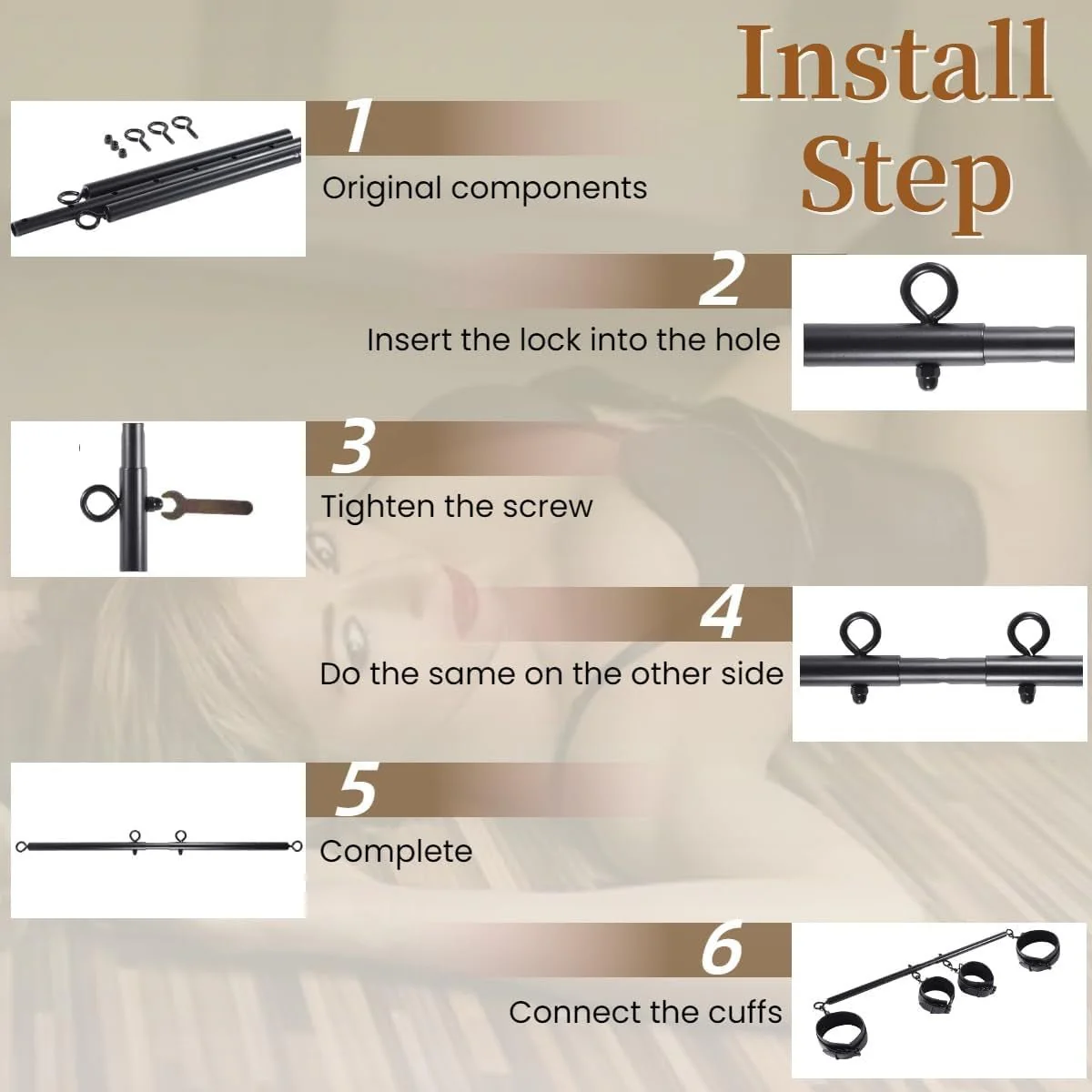 SteelLeather PU Leather Spreader Bar BDSM Kit - Image 8