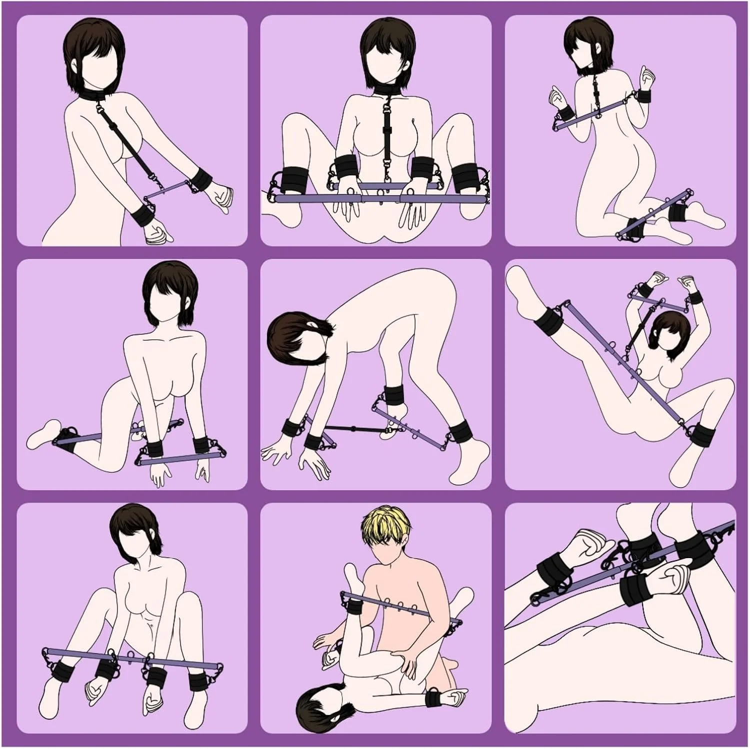 VioletLock Purple Spreader Bar BDSM Kit with Collar & Cuffs - Image 2