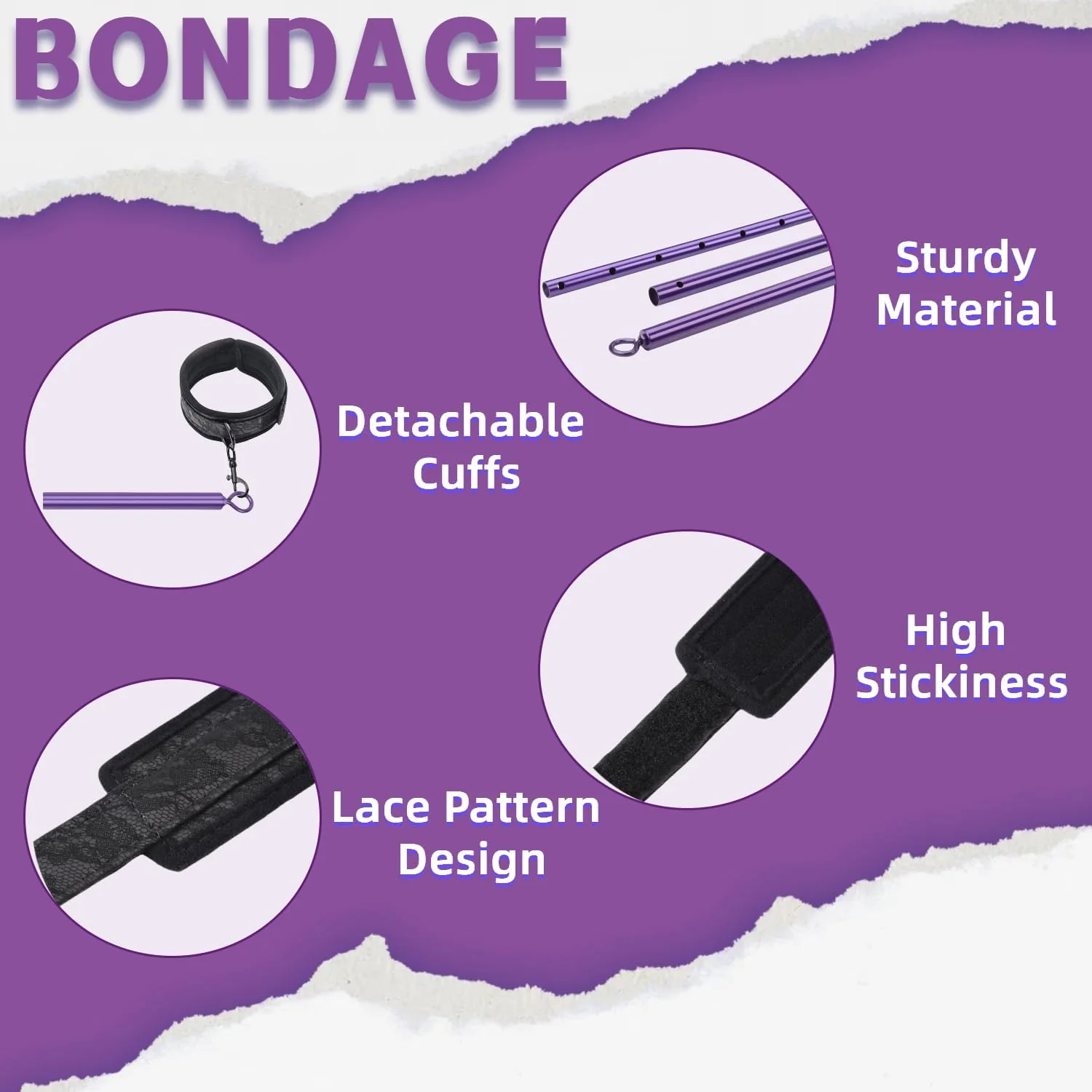 VioletLock Purple Spreader Bar BDSM Kit with Collar & Cuffs - Image 4