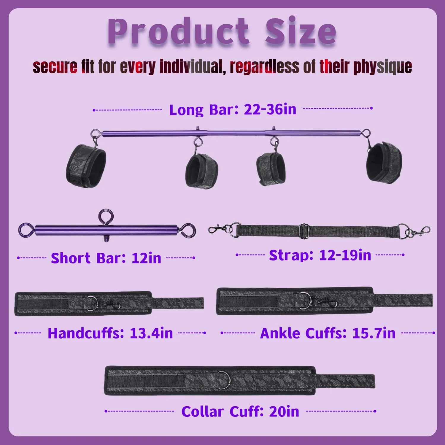 VioletLock Purple Spreader Bar BDSM Kit with Collar & Cuffs - Image 5