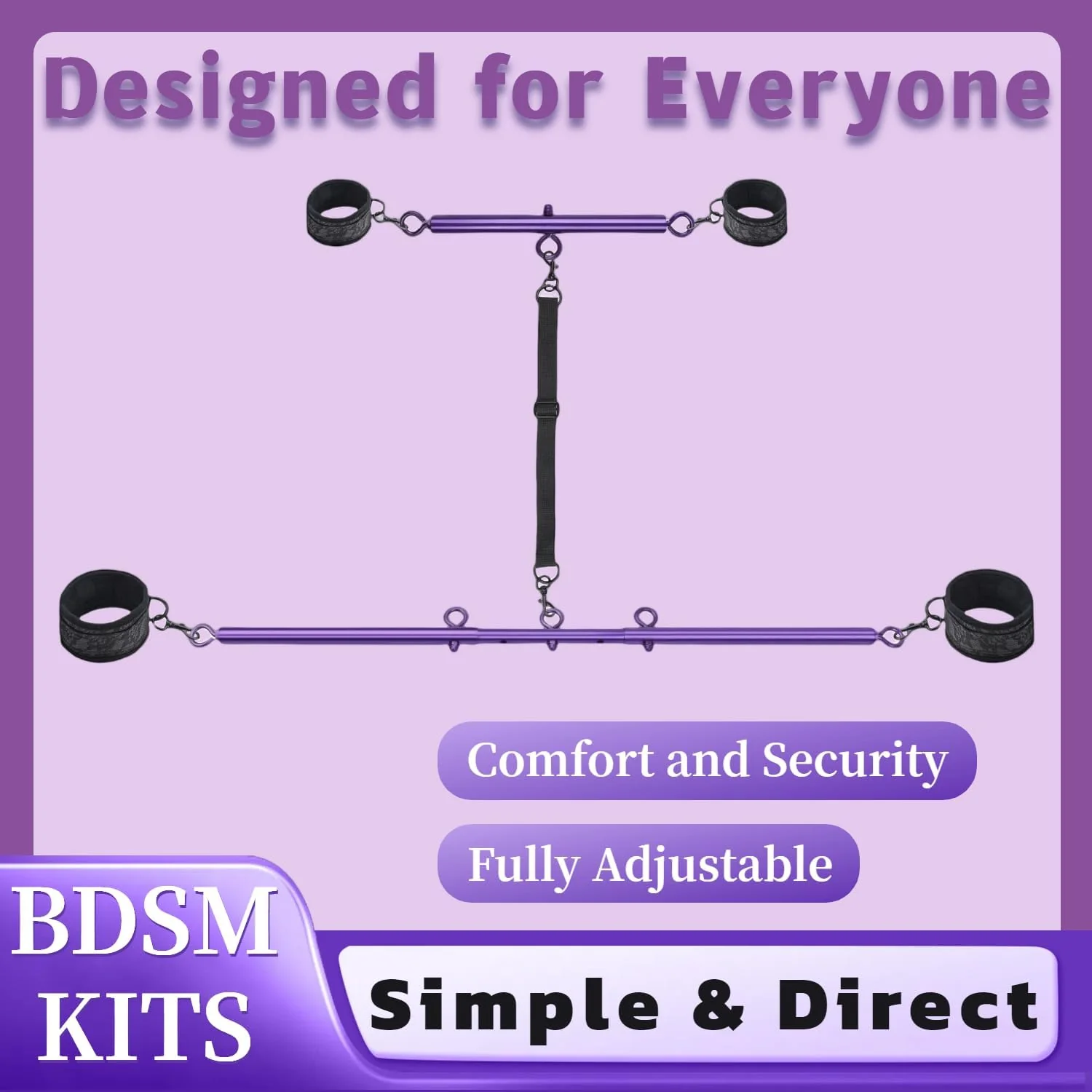 VioletLock Purple Spreader Bar BDSM Kit with Collar & Cuffs - Image 7