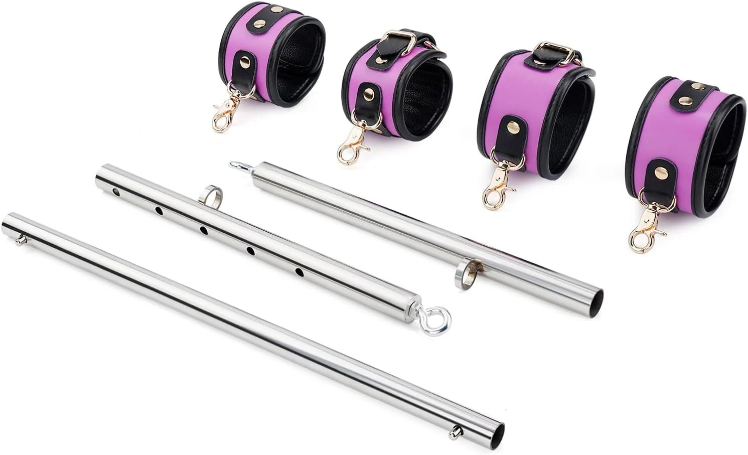 VelvetGrip Purple Adjustable Spreader Bar with Furry Straps - Image 4