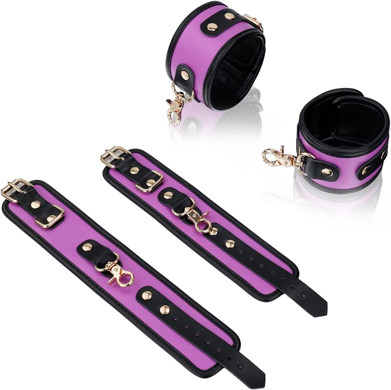VelvetGrip Purple Adjustable Spreader Bar with Furry Straps - Image 5