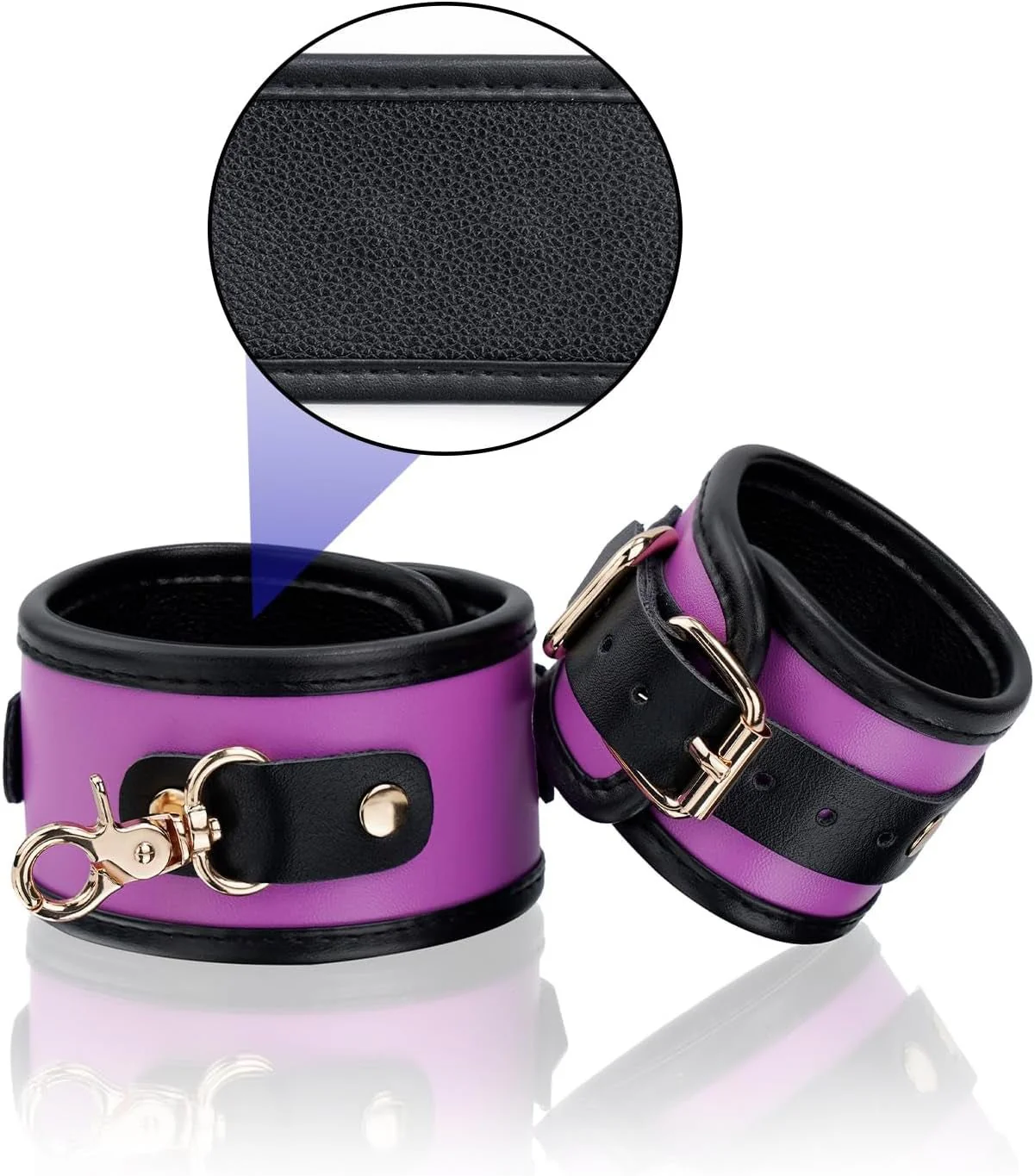 VelvetGrip Purple Adjustable Spreader Bar with Furry Straps - Image 6