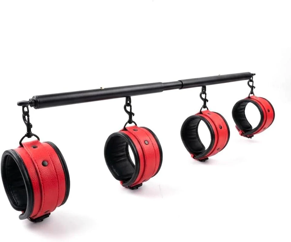 CrimsonGrip Red Adjustable Spreader Bar with Furry Straps - Image 2