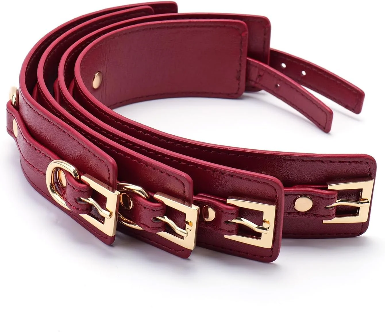CrimsonVelvet Wine Red Spreader Bar with Furry Cuffs - Image 4