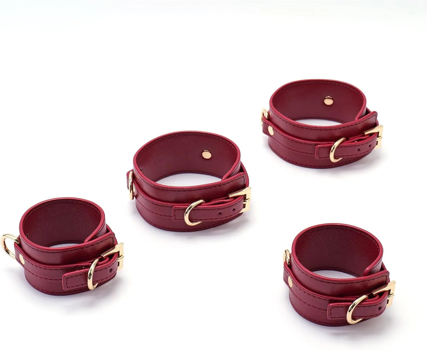 CrimsonVelvet Wine Red Spreader Bar with Furry Cuffs - Image 5