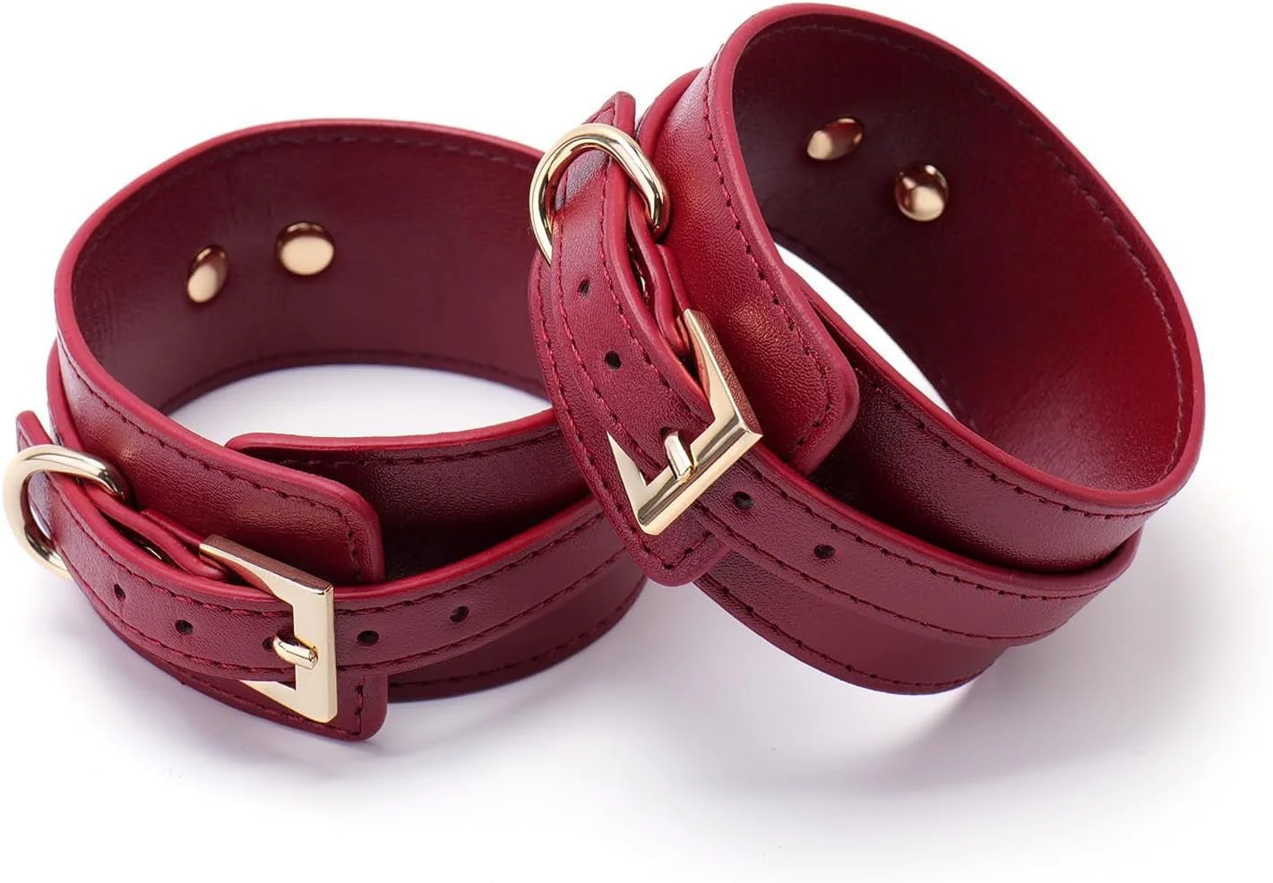 CrimsonVelvet Wine Red Spreader Bar with Furry Cuffs - Image 6
