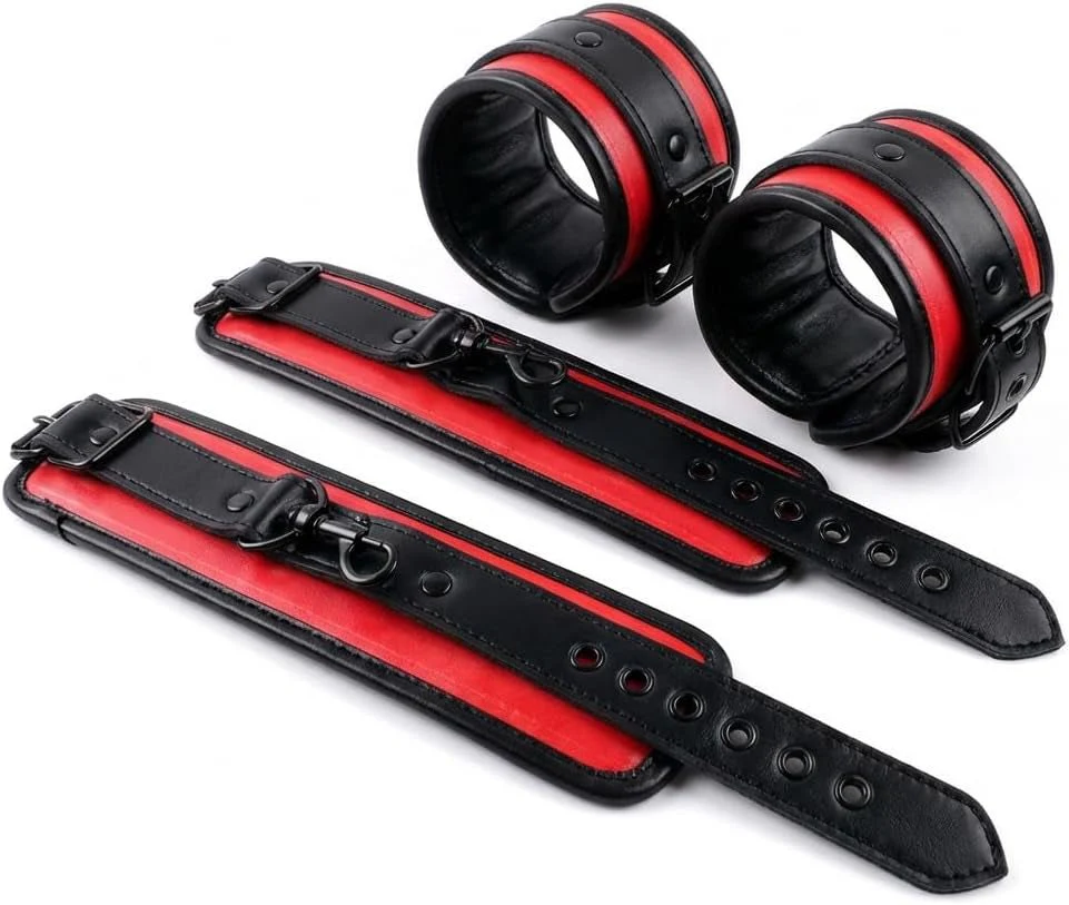 DualTone Red Black Spreader Bar with Furry Straps - Image 4
