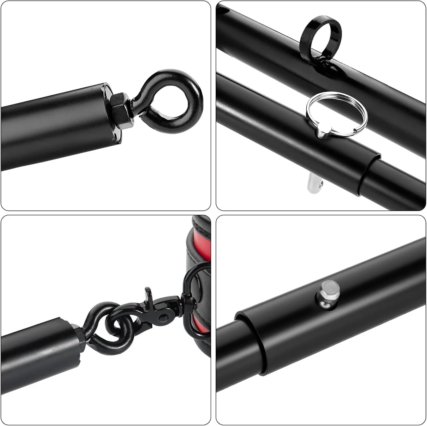 DualTone Red Black Spreader Bar with Furry Straps - Image 5