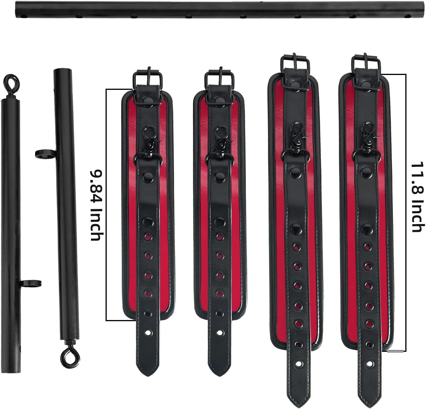 DualTone Red Black Spreader Bar with Furry Straps - Image 7