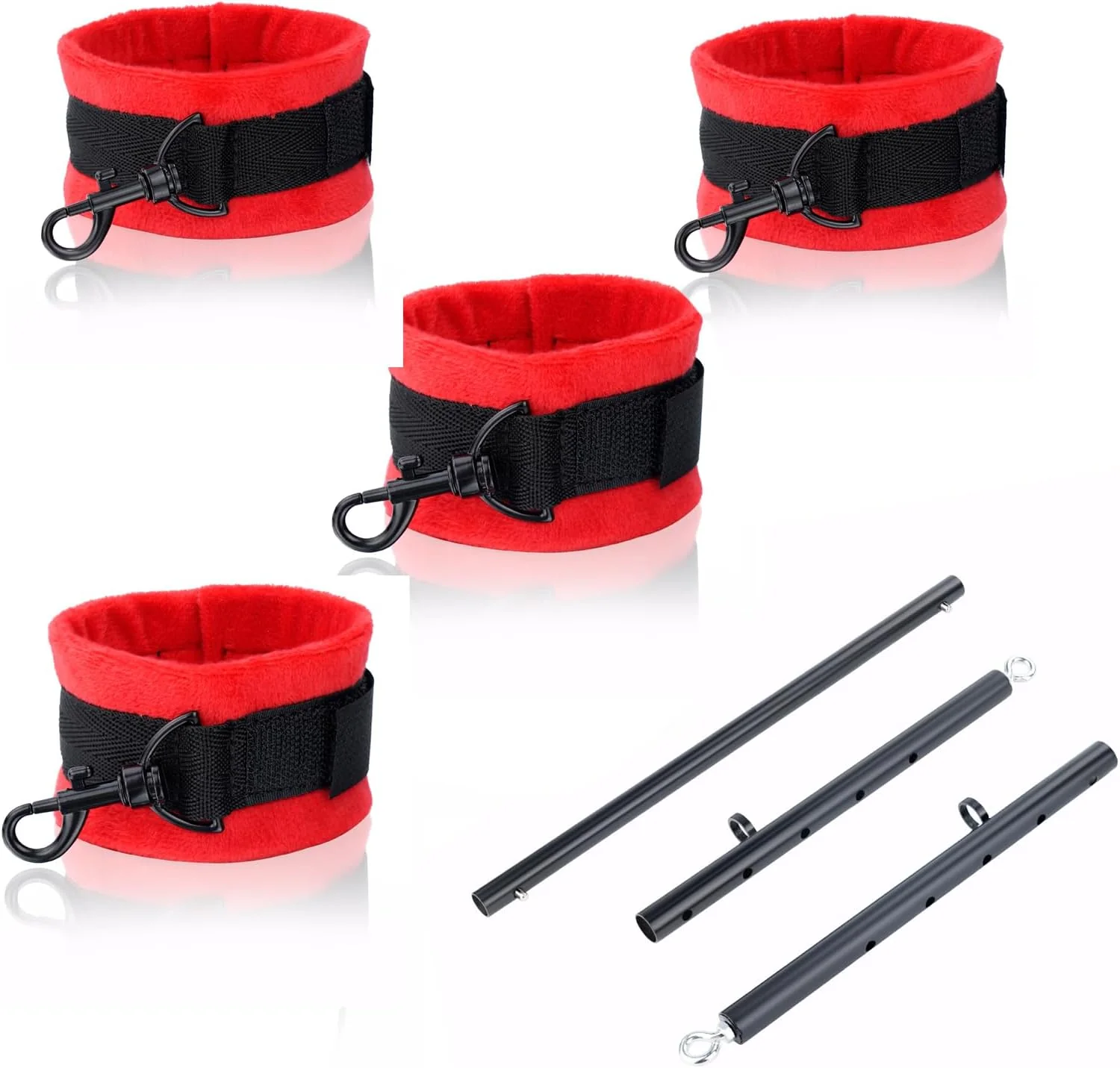 InfernoGrip Bright Red Spreader Bar with Furry Cuffs - Image 2