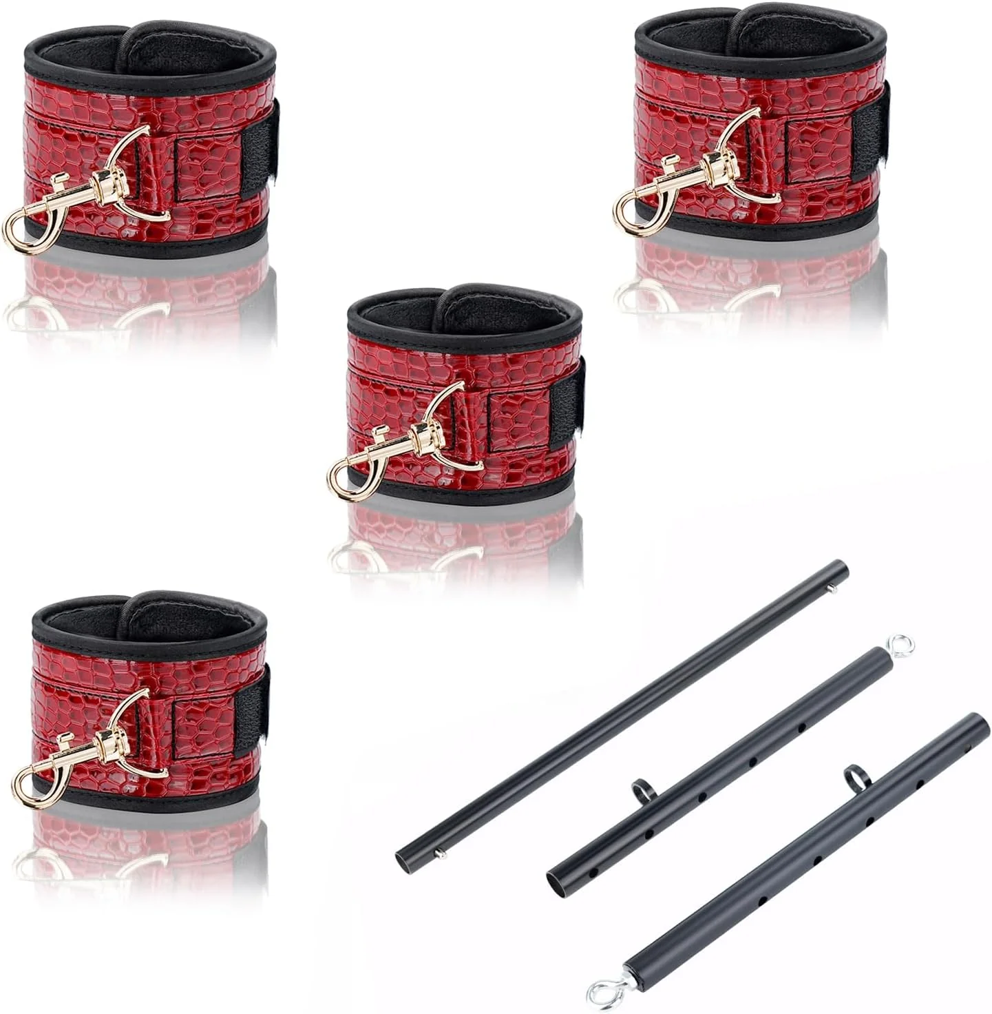CrimsonCroc Red Crocodile Spreader Bar with Cuffs - Image 2
