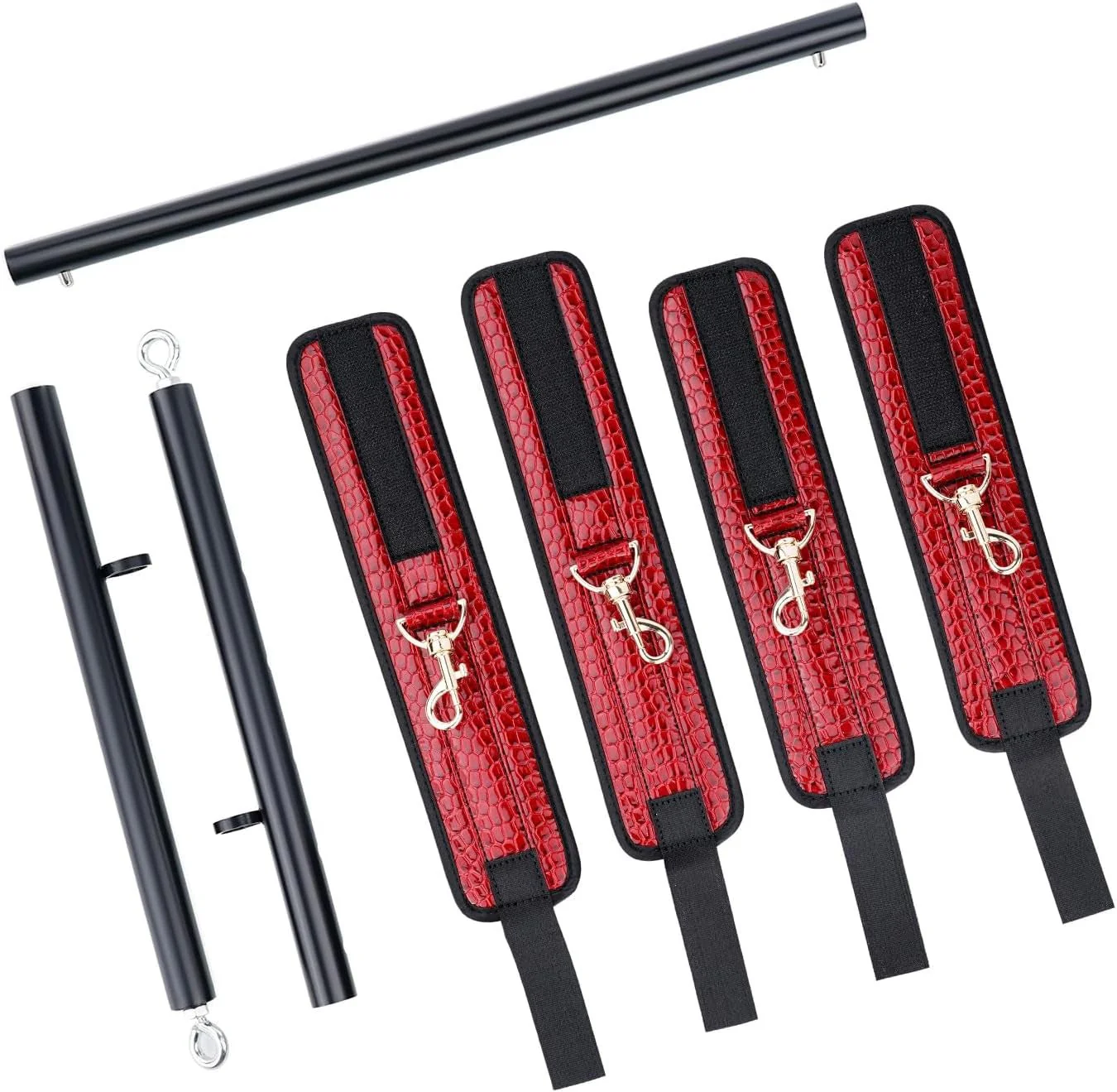 CrimsonCroc Red Crocodile Spreader Bar with Cuffs - Image 3