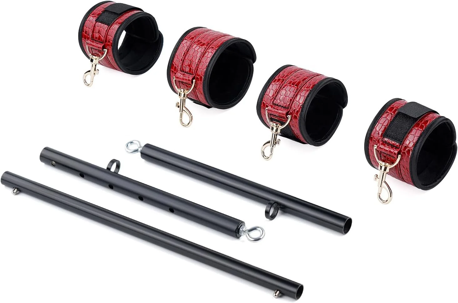 CrimsonCroc Red Crocodile Spreader Bar with Cuffs - Image 4